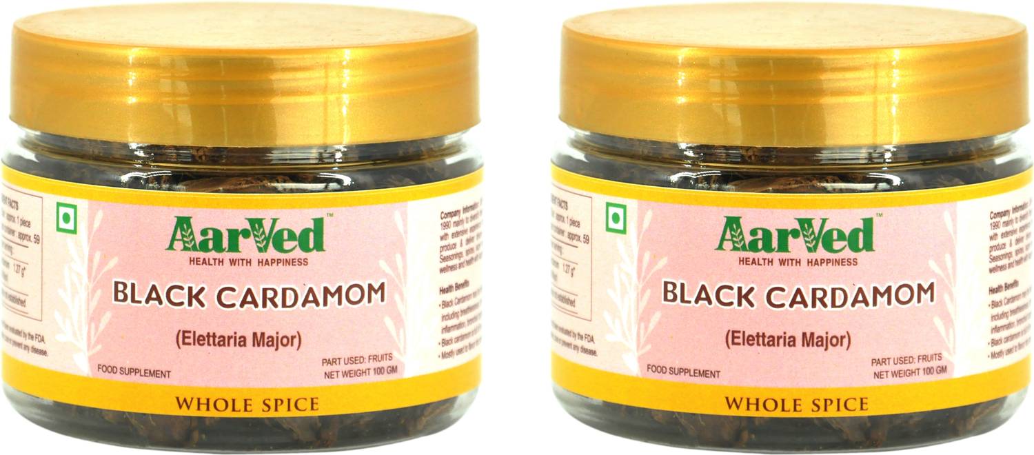 AarVed Black Cardamom | Big Cardamom/ Badi Elaichi/ Kali Elaichi (Pack of 2)
