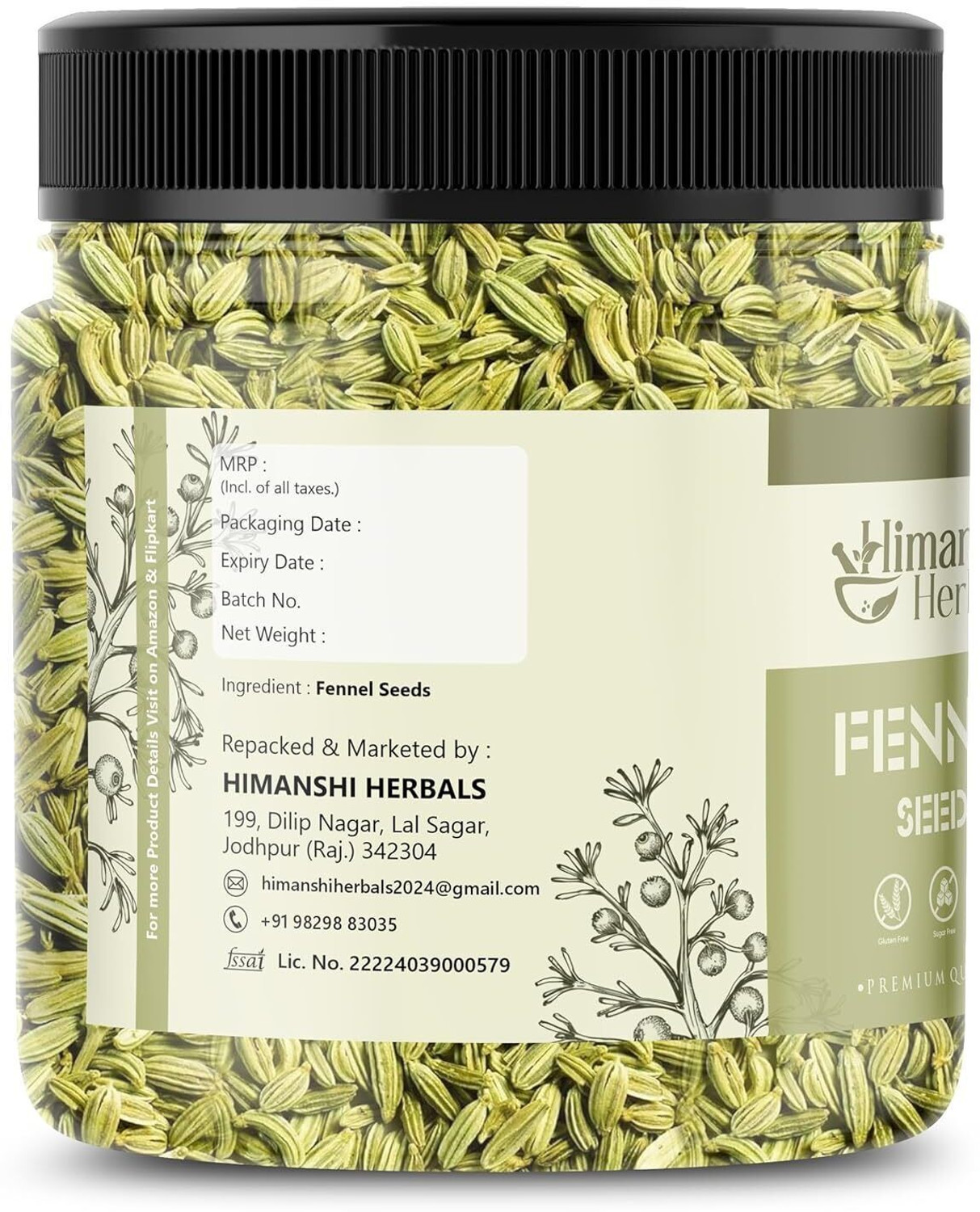 Image of HIMANSHI HERBALS Pure and Natural Fennel Seeds Saunf Indian viryali Saunf