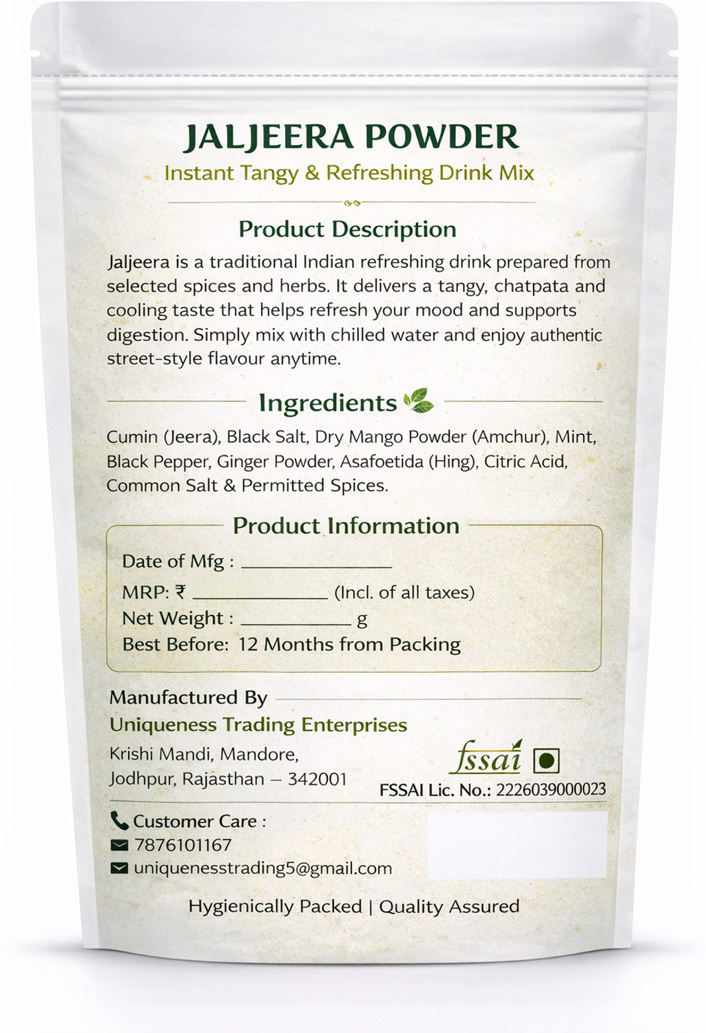 Image of Grow Organic Jaljeera Powder | Refreshing Traditional Drink Mix | Indian Refreshment
