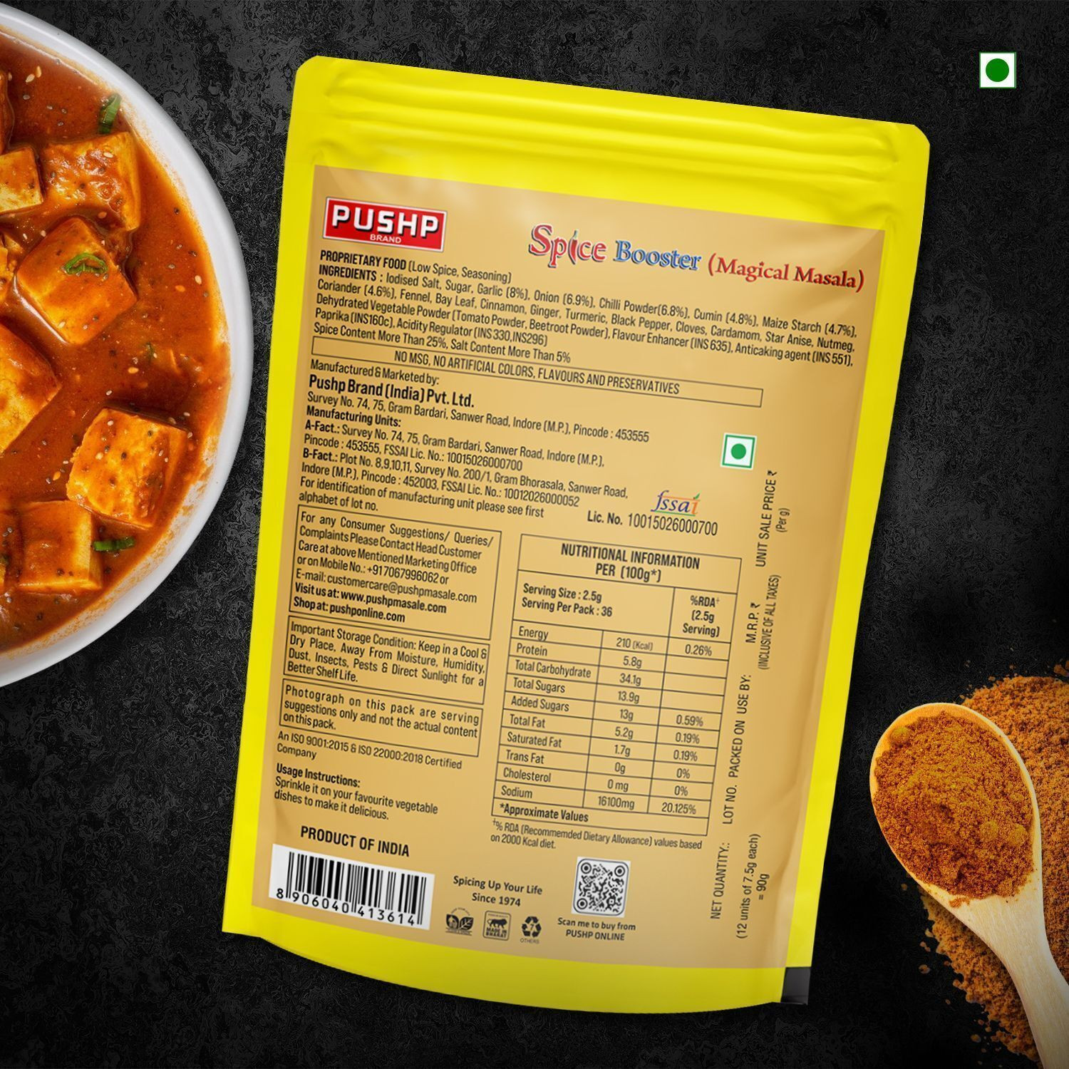 Image of Pushp Brand Spice Booster Magical Masala 12 Sachets Standee | Pack of 1 | Taste Enhancer