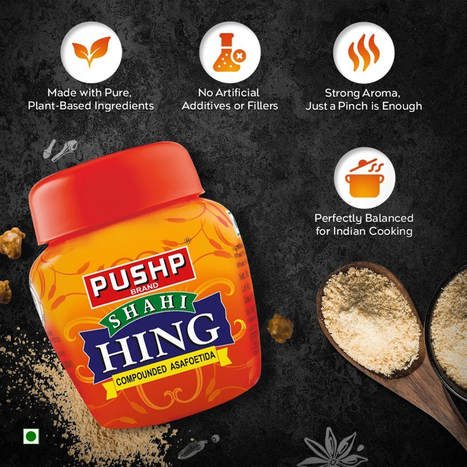 Image of Pushp Brand Hing 200g Jar | Pack of 1 | Pure Asafoetida Powder Strong Aroma Cooking Spice