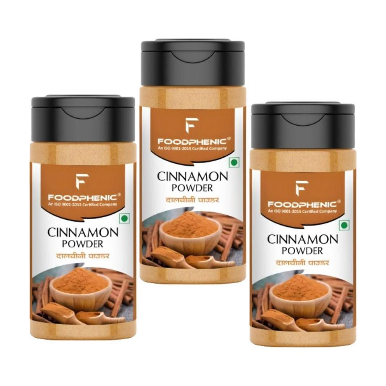 Image of FOODPHENIC Cinnamon (Dalcheeni) Powder Shaker Jar 300gm (100gx3)