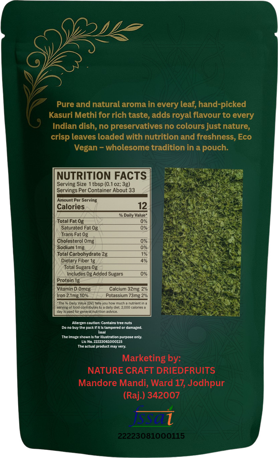 Image of eco vegan Pure & Natural Kasuri Methi 1kg