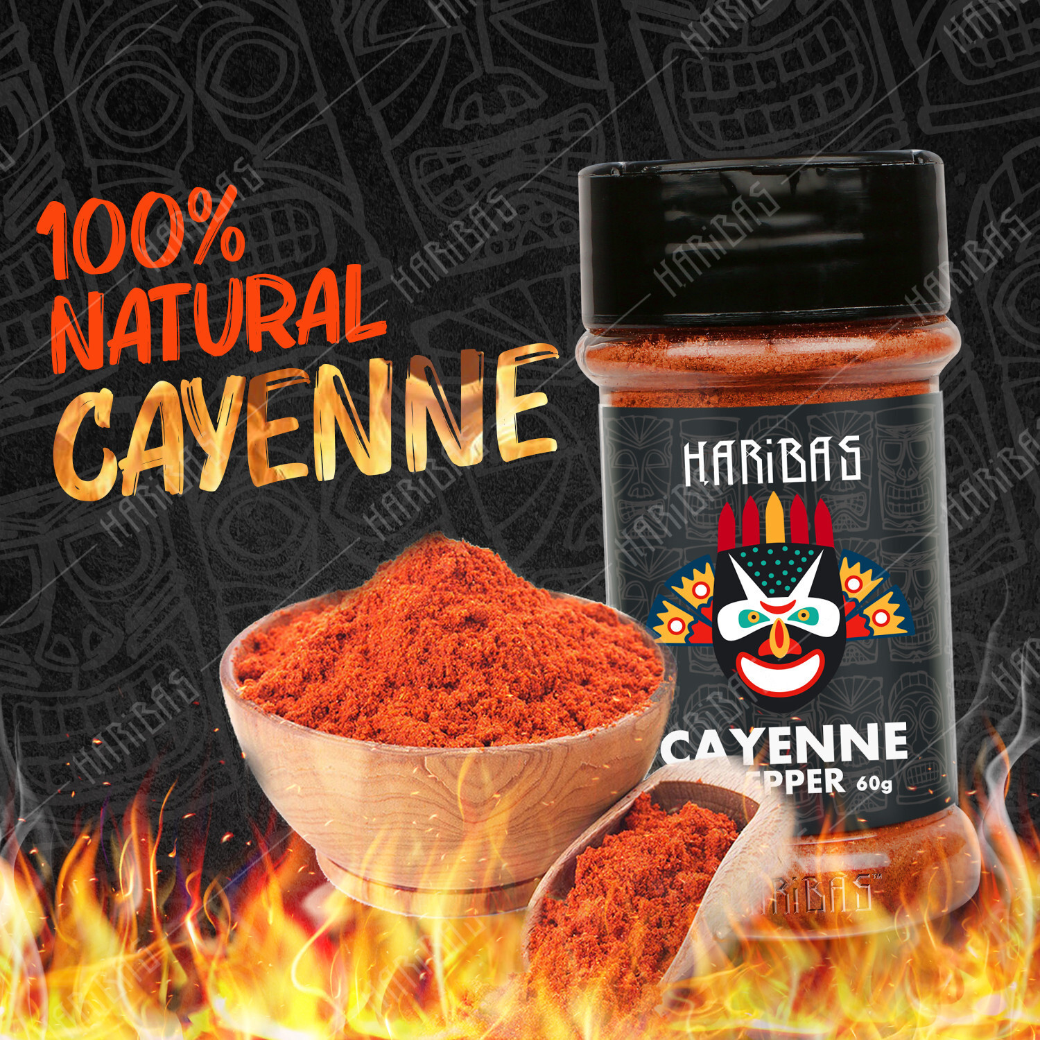 Image of HARIBAS Cayenne Pepper 60g - Easy to Store Shaker Jar - Cayenne Pepper 60g