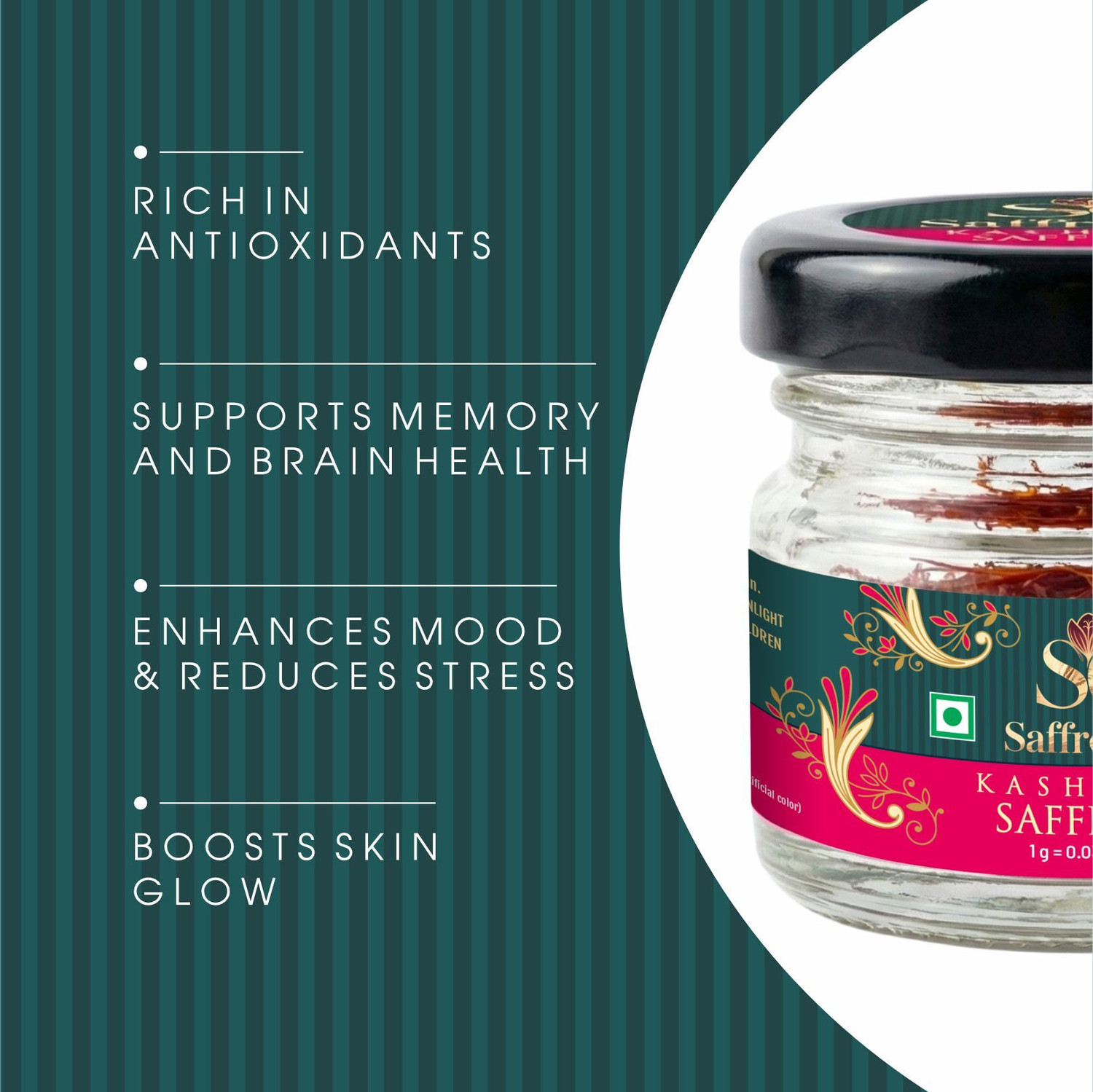 Image of SAFFROCUS Kashmiri Saffron Pure Kesar | Premium Kesar for Cooking, Pooja & Skincare