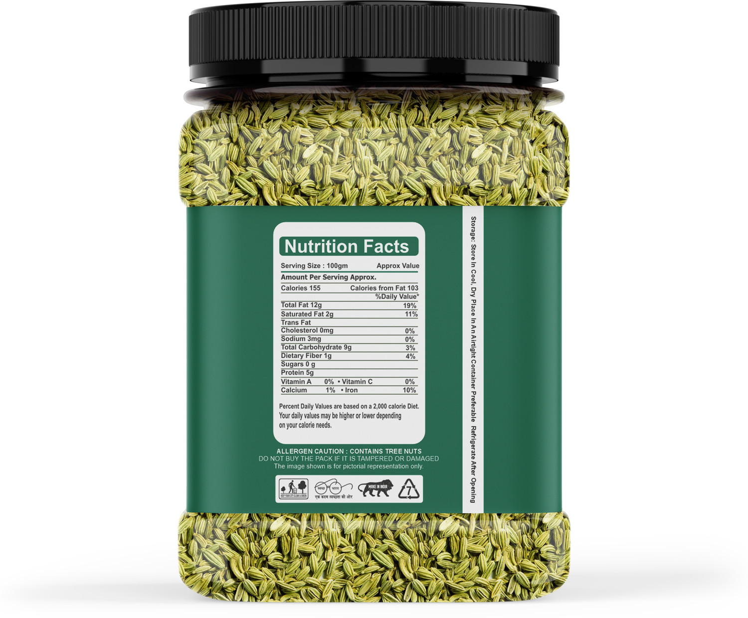Image of HIMANSHI HERBALS Green Fennel Seeds | Natural Saunf for Digestion | Fresh Breath | Spice Seeds