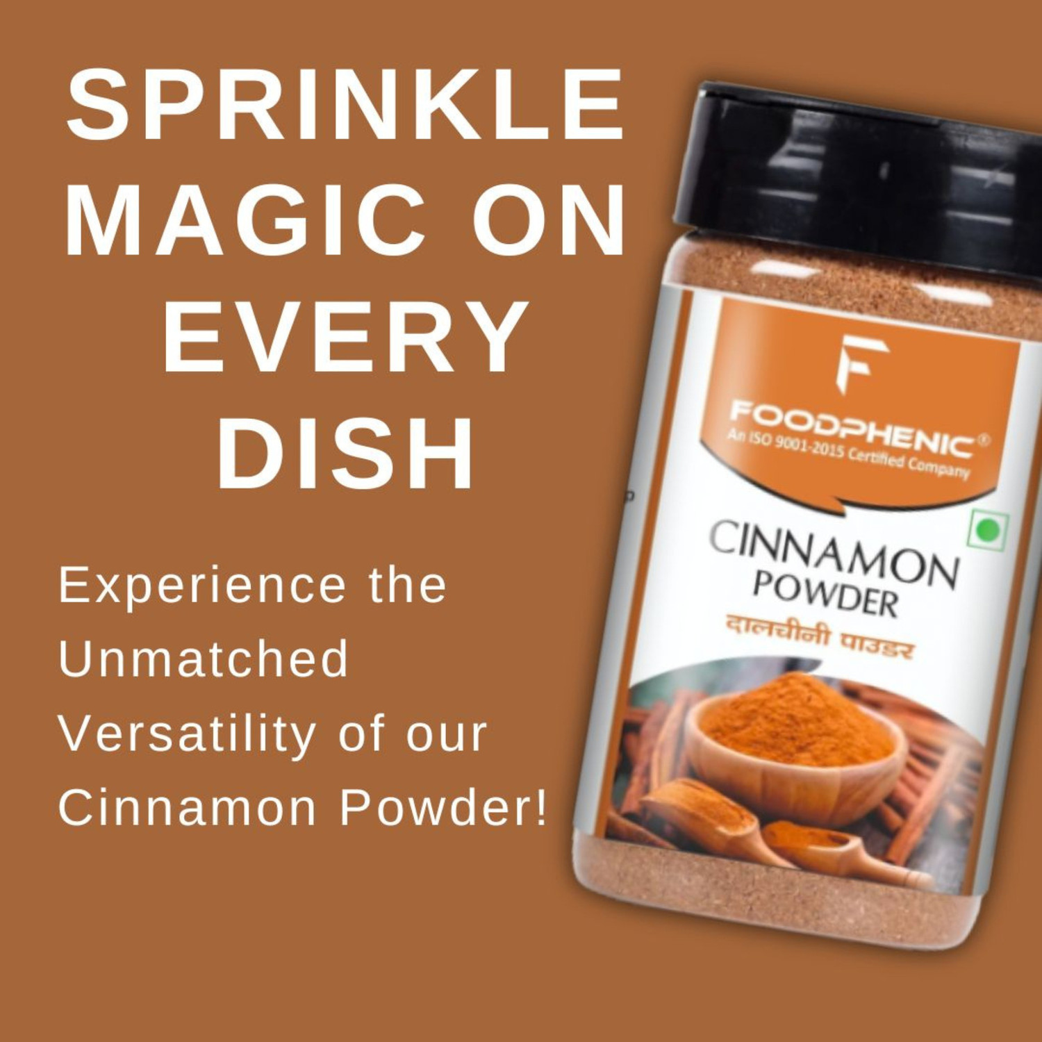 Image of FOODPHENIC Cinnamon (Dalcheeni) Powder Shaker Jar 2 x 100gm / 3.5 oz