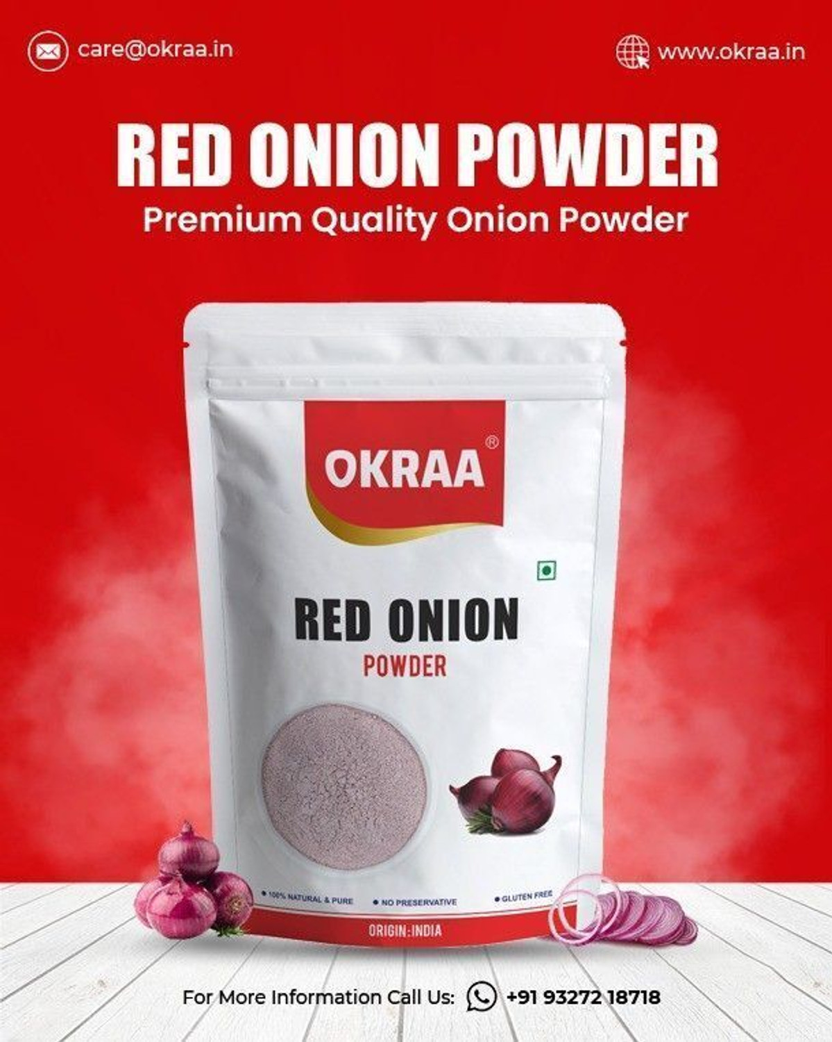 Image of OKRAA Dehydrated Red Onion Powder / Red Onion Powder / Dry Red Onion - 1 KG