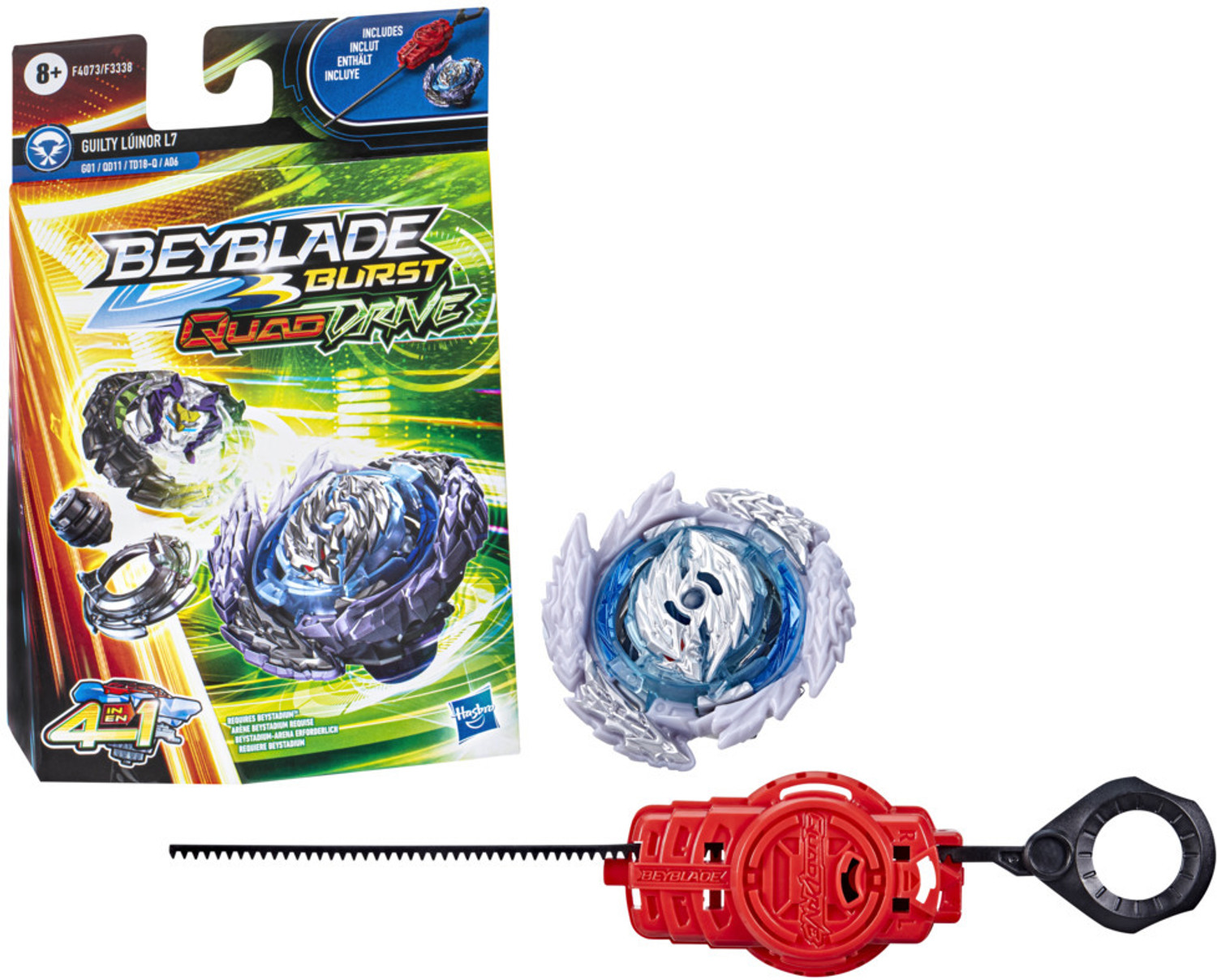 Image of BEYBLADE Burst QuadDrive Guilty Linor L7 Spinning Top Starter Pack Toy with Launcher