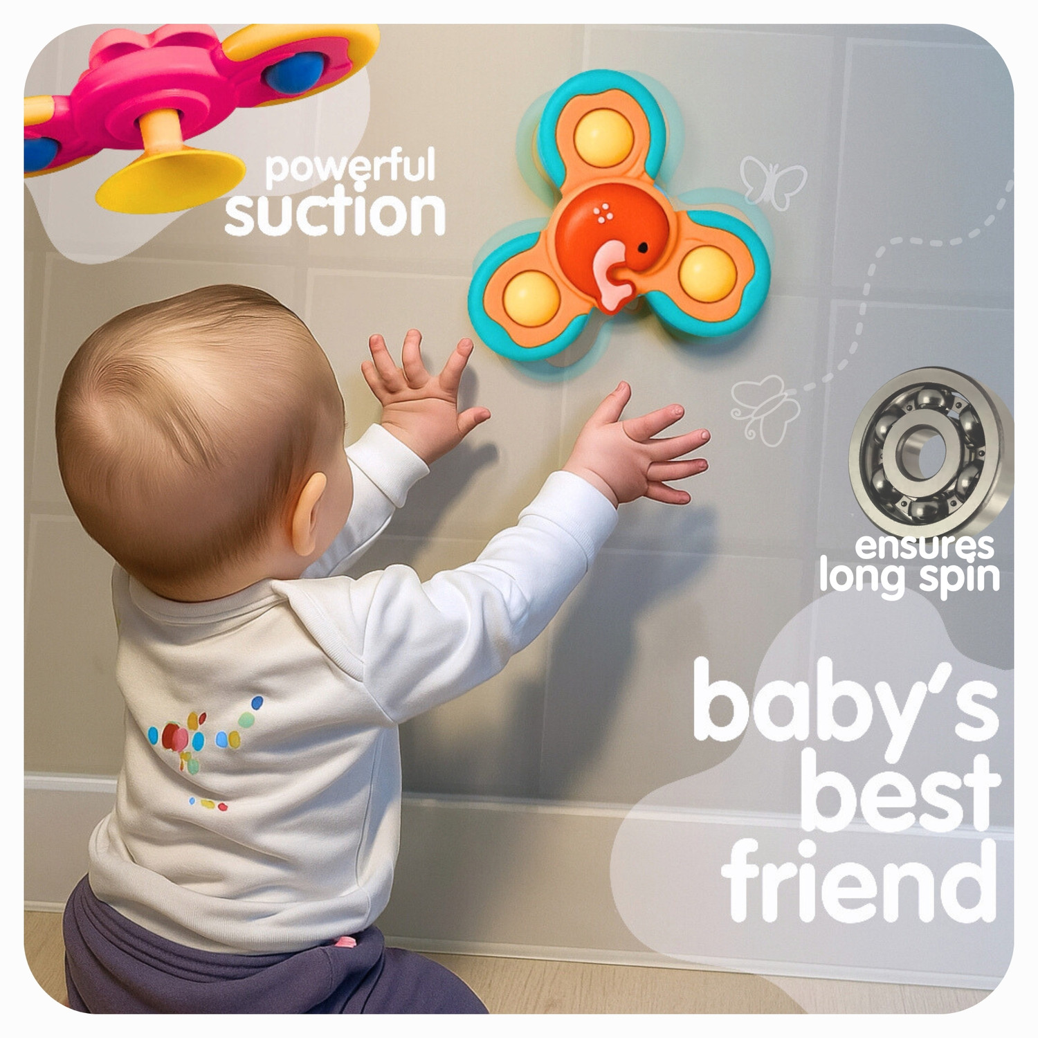 Image of mama luv mee Set of 3 Suction Fidget Spinner Toy for Baby | Bath Toys For Toddlers & Kids