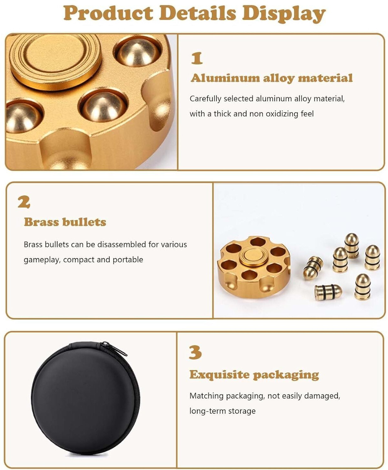 Image of Niralasa Golden Metal Fidget Cube Toy for Stress Relief & Focus, Premium Desk Fidget Toy