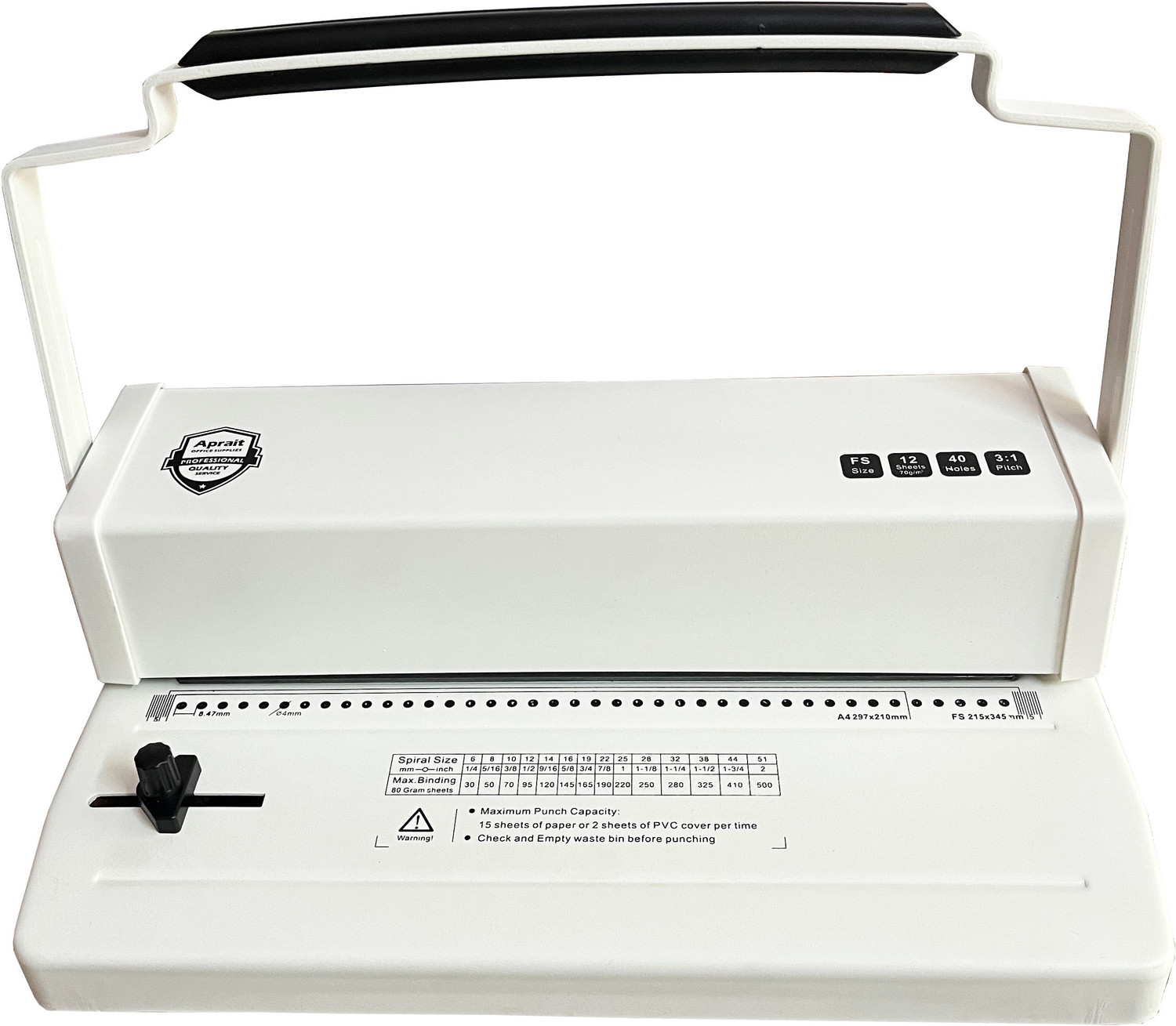 Image of verena Spiral Machine with Margin adjuster A4 / FS 14-16 Sheets of 70 GSM & 40 Hole Manual Ring Binder