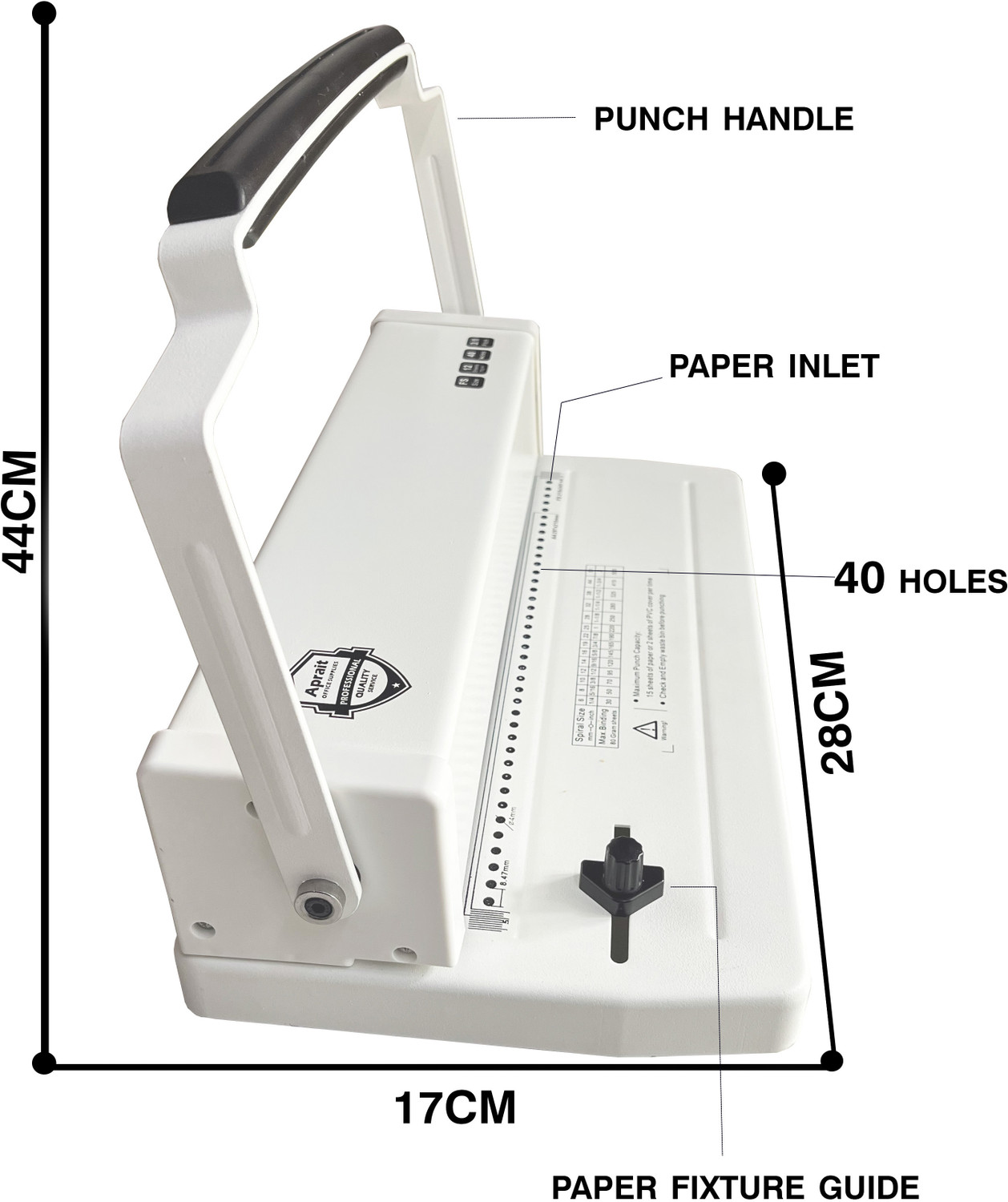 Image of verena Spiral Machine with Margin adjuster A4 / FS 14-16 Sheets of 70 GSM & 40 Hole Manual Ring Binder