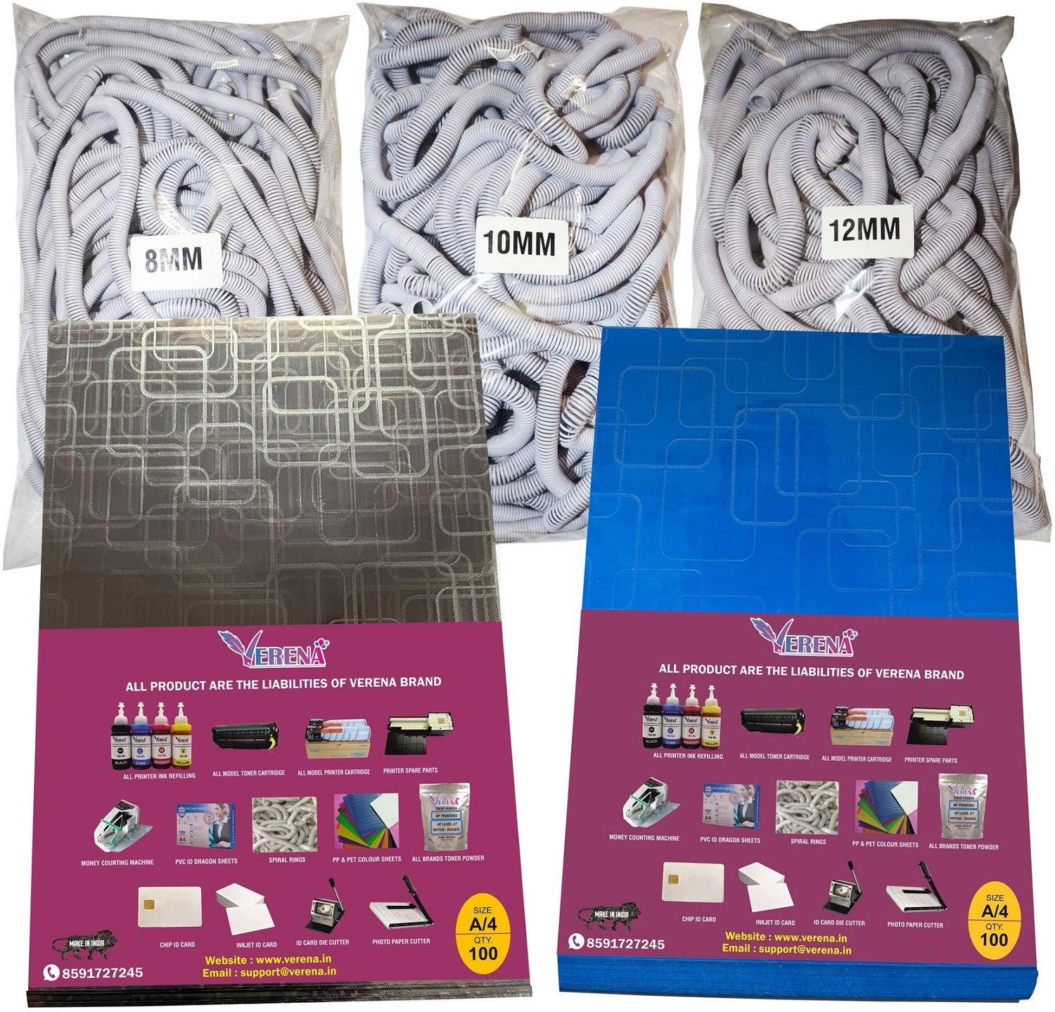 Image of verena Combo Pack for A /4 Spiral Sheet With Design (2 packet) & Ring 3 Packet (8,10,12) Manual Ring Binder