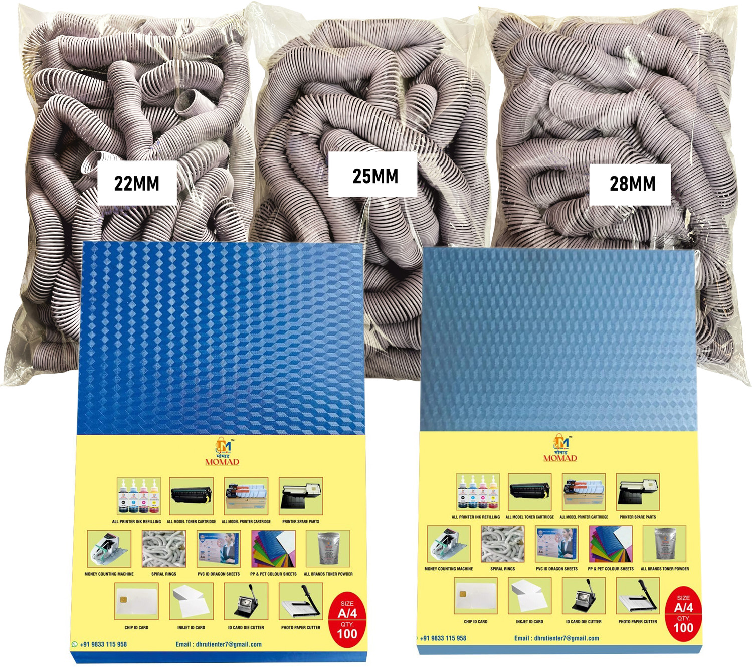 Image of Momad Combo Pack for A /4 Spiral Binding Sheet (2 packet)& Ring 3 Packet(22,25,28) Manual Ring Binder