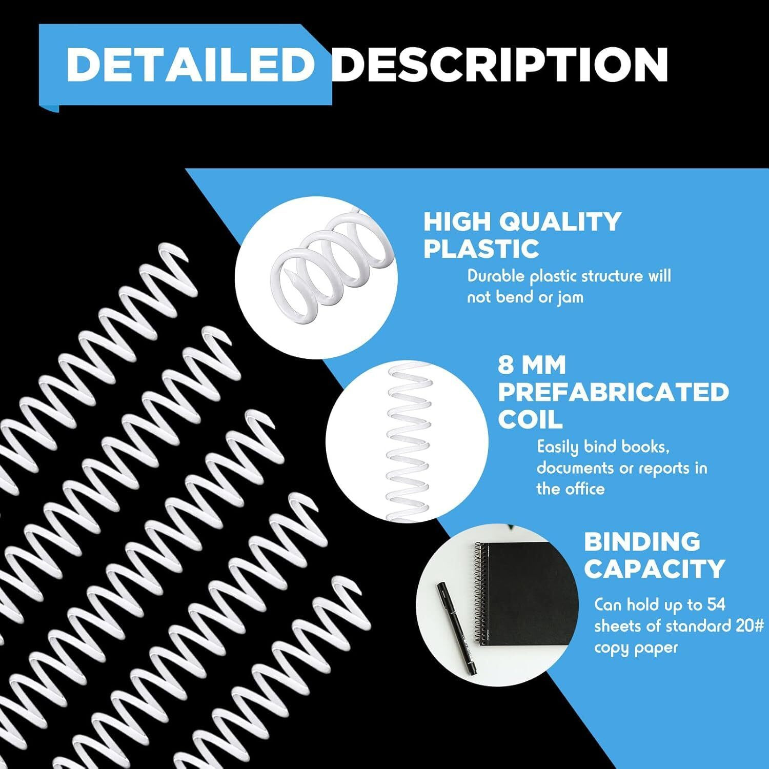 Image of RAMKE Spiral Binding Ring 8 mm White Manual Ring Binder