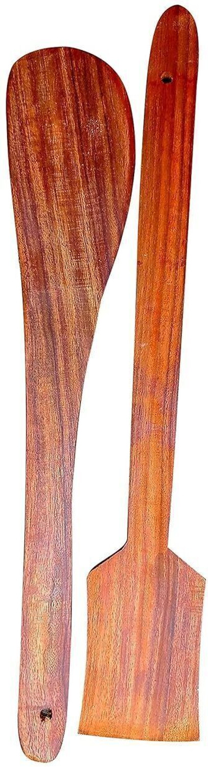 Image of Woodykart Rosewood Cooking Spoons set of 2 - Flip (Palta For Dosa /Roti | Handmade | Ideal for NON STICK) Wooden Soup Spoon, Serving Spoon Set