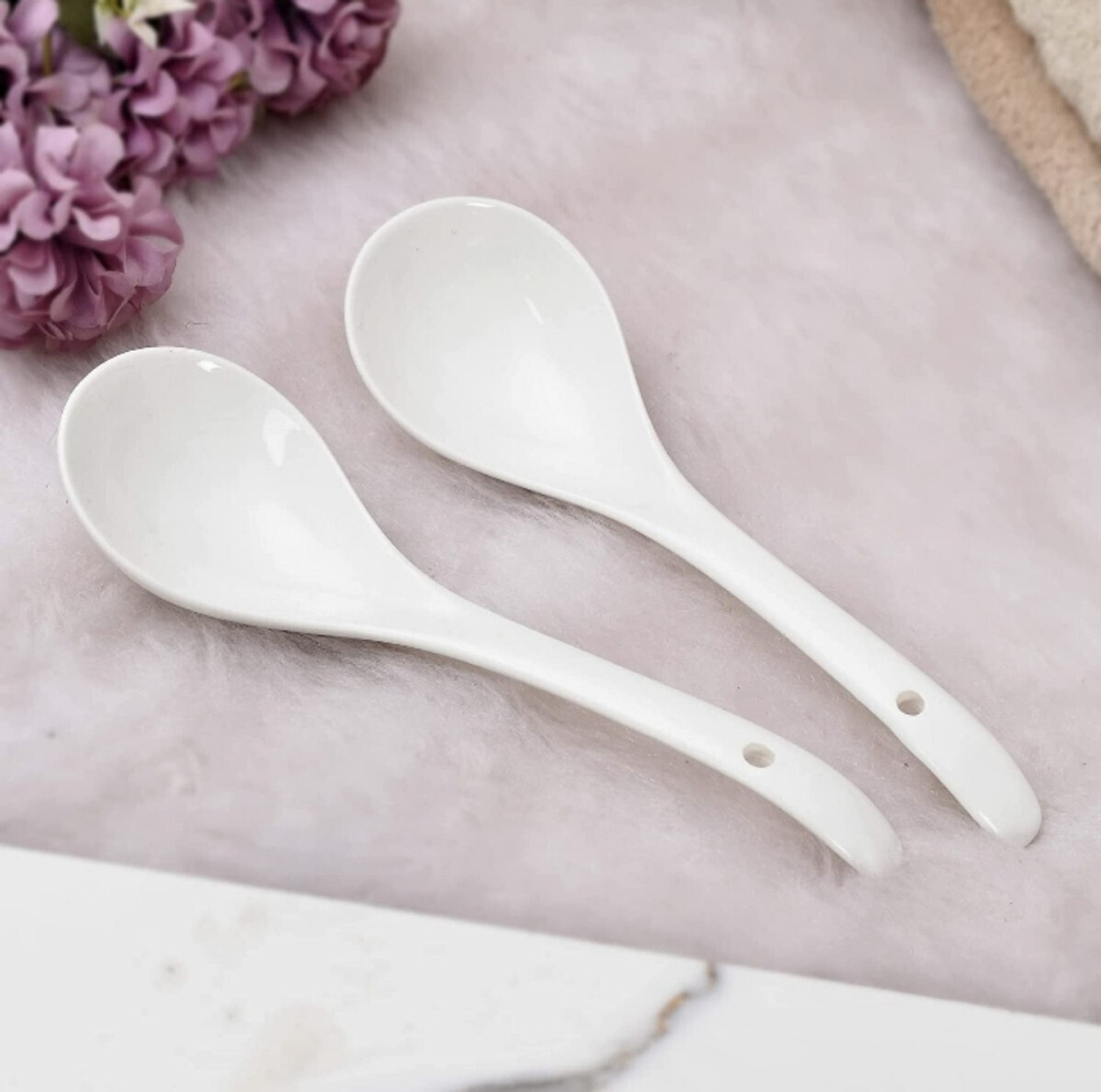Image of Sarsawal Large Ladle Set Microwave Oven Dishwasher Safe - 9'' inch Disposable Ceramic Serving Spoon Set