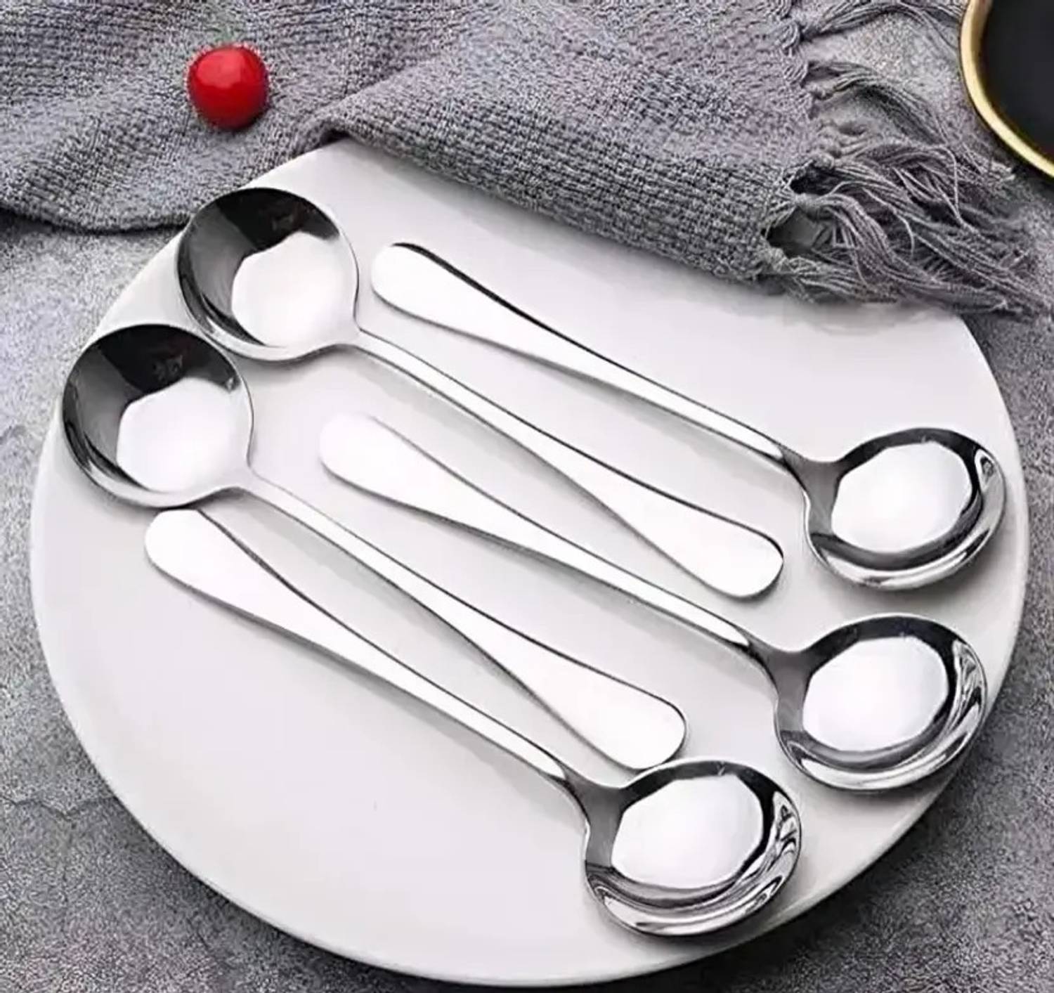 AVISTRA 5 Pieces Stainless Steel Soup Spoon Set for Home Kitchen Long Perfect for Soup Stainless Steel Soup Spoon Set