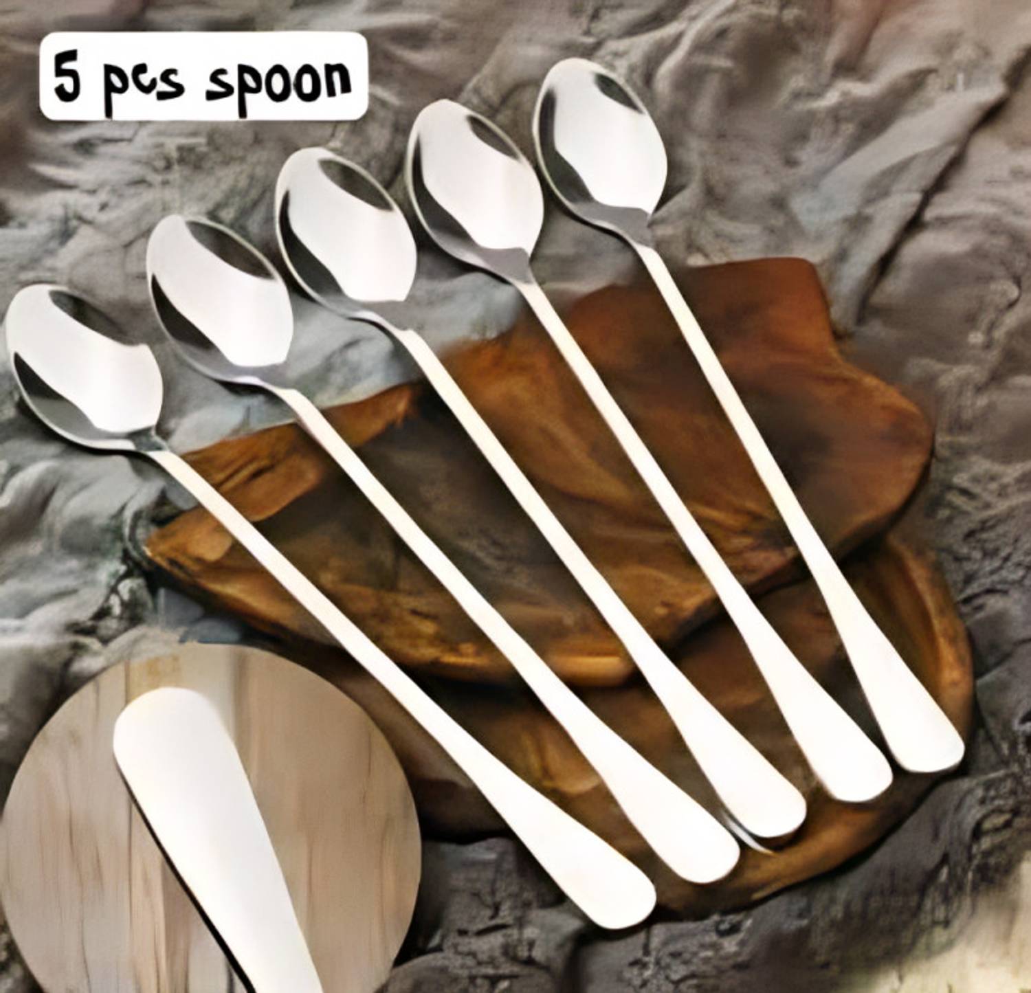 ARSCART 5 Long Handle Mixing Spoons Stainless Steel Ice Tea Spoon Set