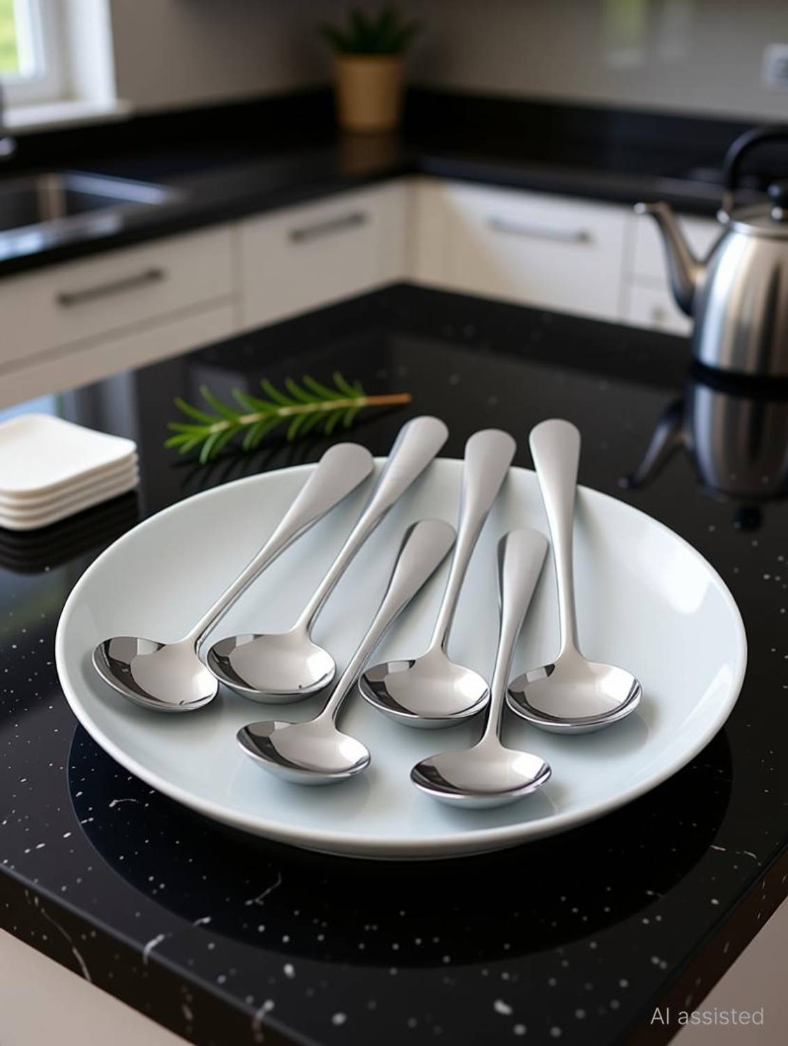 AVISTRA Soup Dinner tabel Stainless Steel Soup Spoons Set (Pack of 6) Stainless Steel Soup Spoon Set