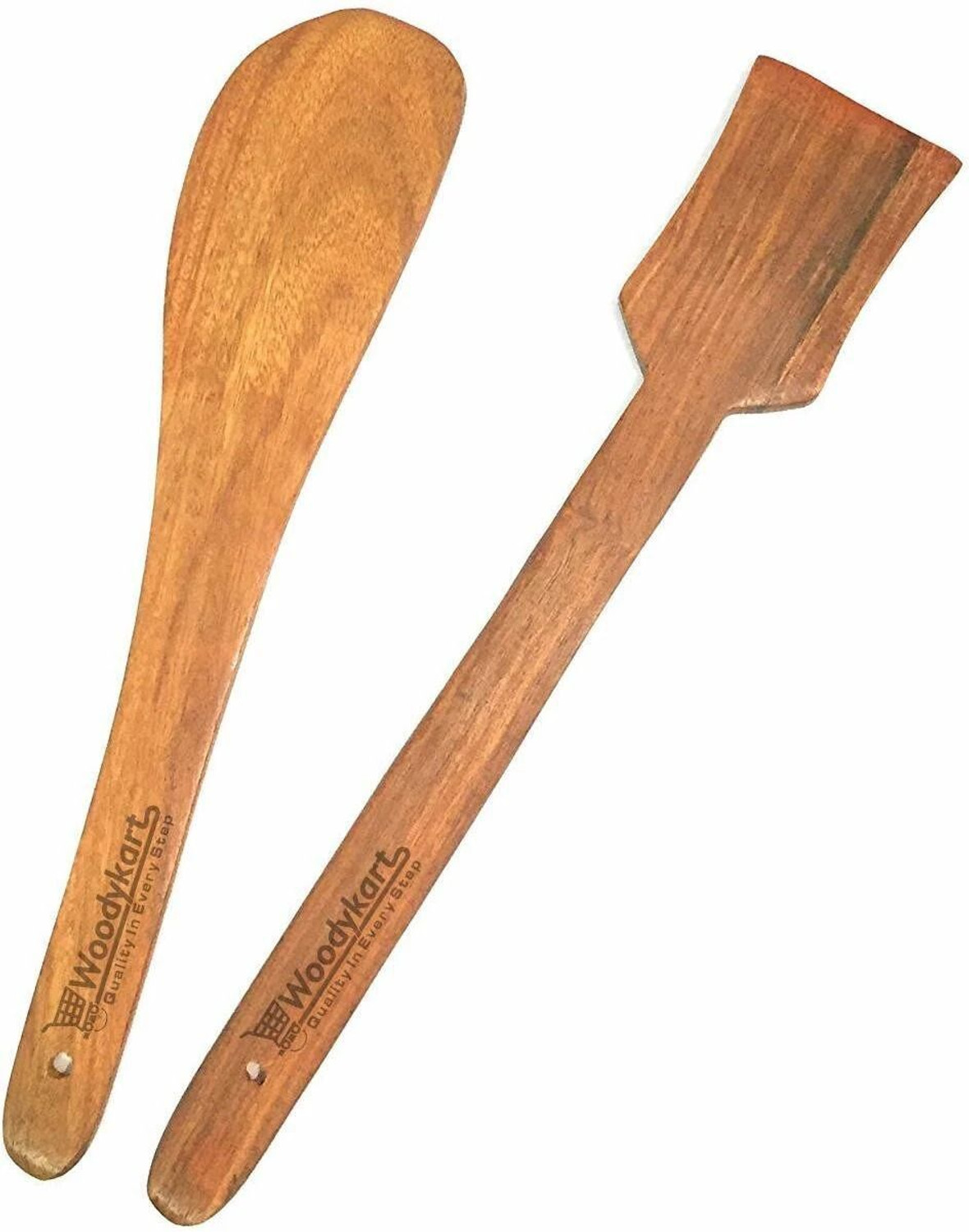 Image of Woodykart Rosewood Cooking Spoons set of 2 - Flip (Palta For Dosa /Roti | Handmade | Ideal for NON STICK) Wooden Soup Spoon, Serving Spoon Set