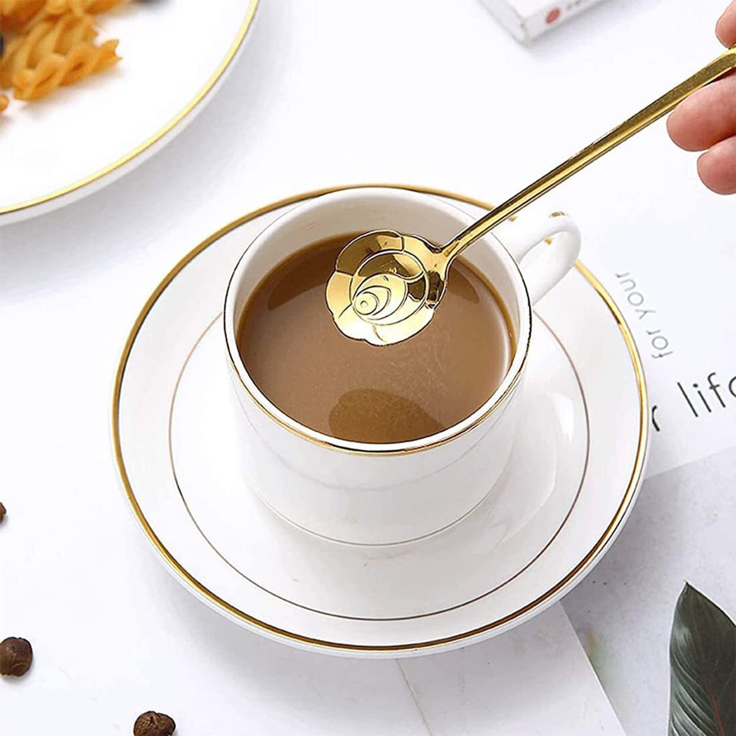 Image of PRYFIL Dessert Spoon Set for Coffee, Tea, Cake Pastry, Kitchen Tableware Steel Cutlery Set (Pack of 4)
