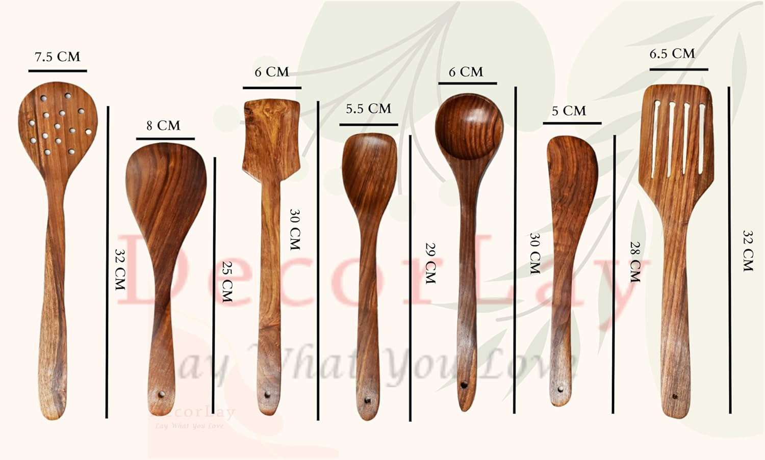 Image of DECORASIA 100% PREMIUM NEEM WOOD SPOON ECO FRIENDLY PRODUCT Wooden Measuring Spoon Set