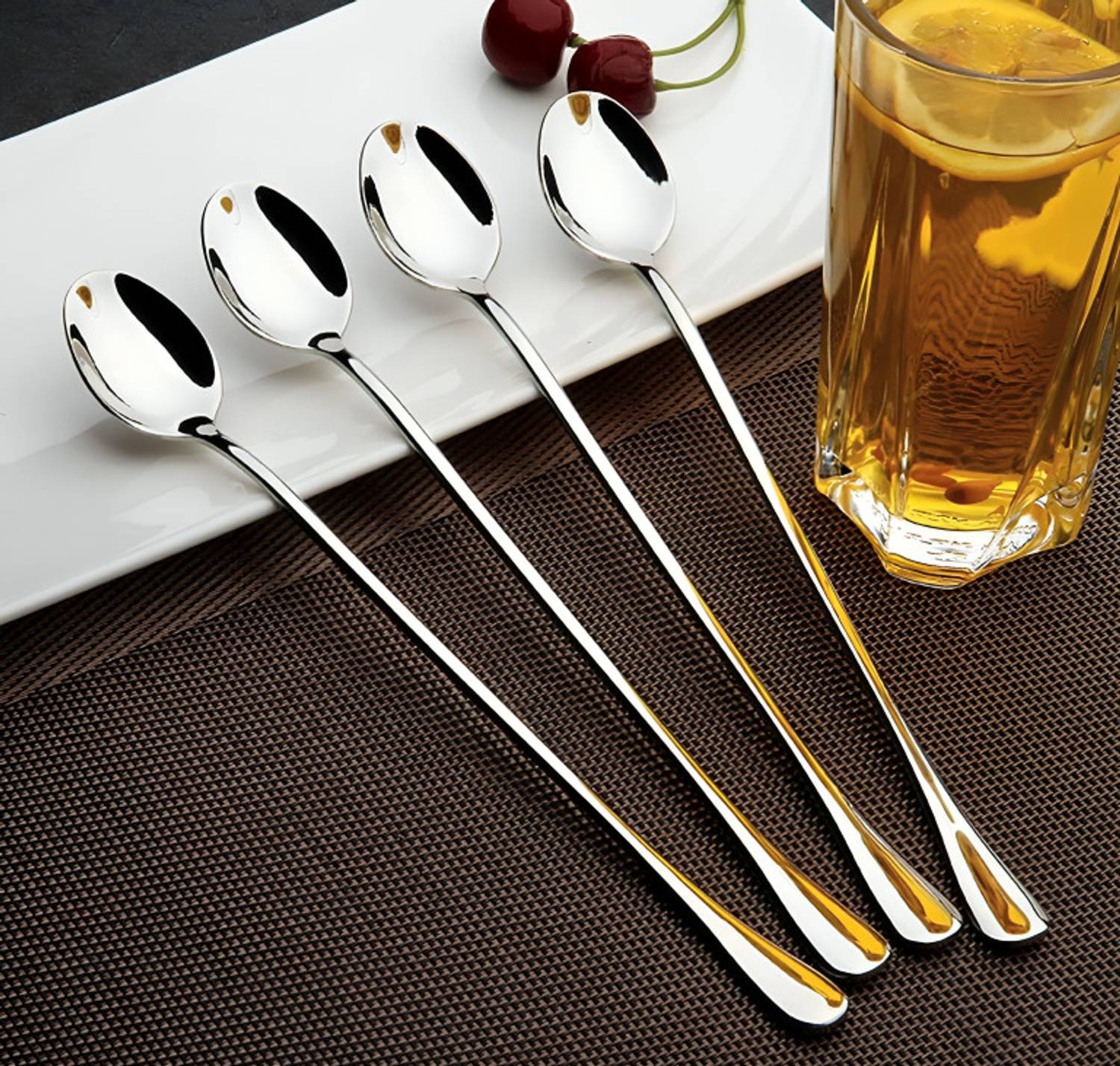 ARSCART Long Handle Stirring Ice set 4 Stainless Steel Ice Tea Spoon Set