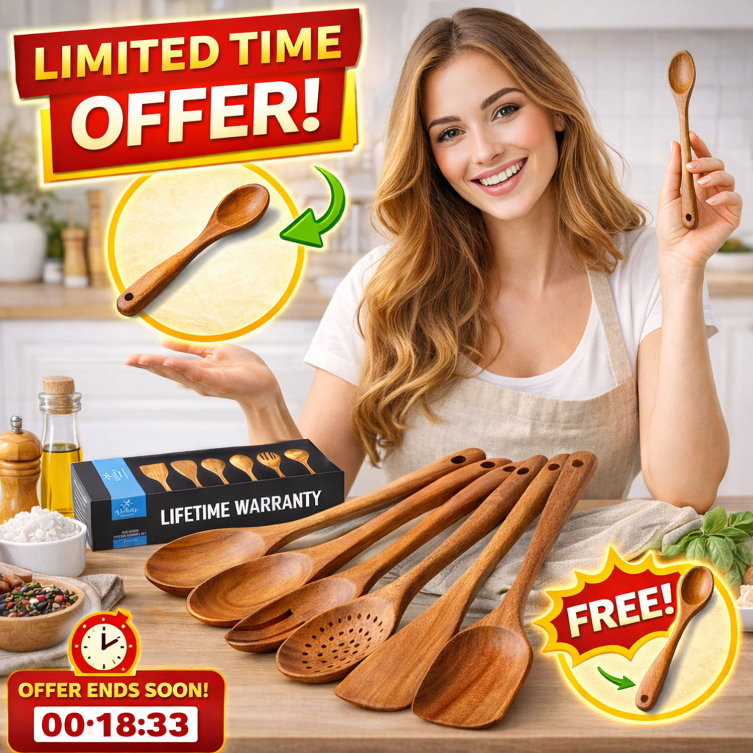 Image of DECORASIA Sheesham Wood Spoon Set of 6 Handcrafted Kitchen Utensils FREE 4 inch Masala Spoon Wooden Measuring Spoon Set