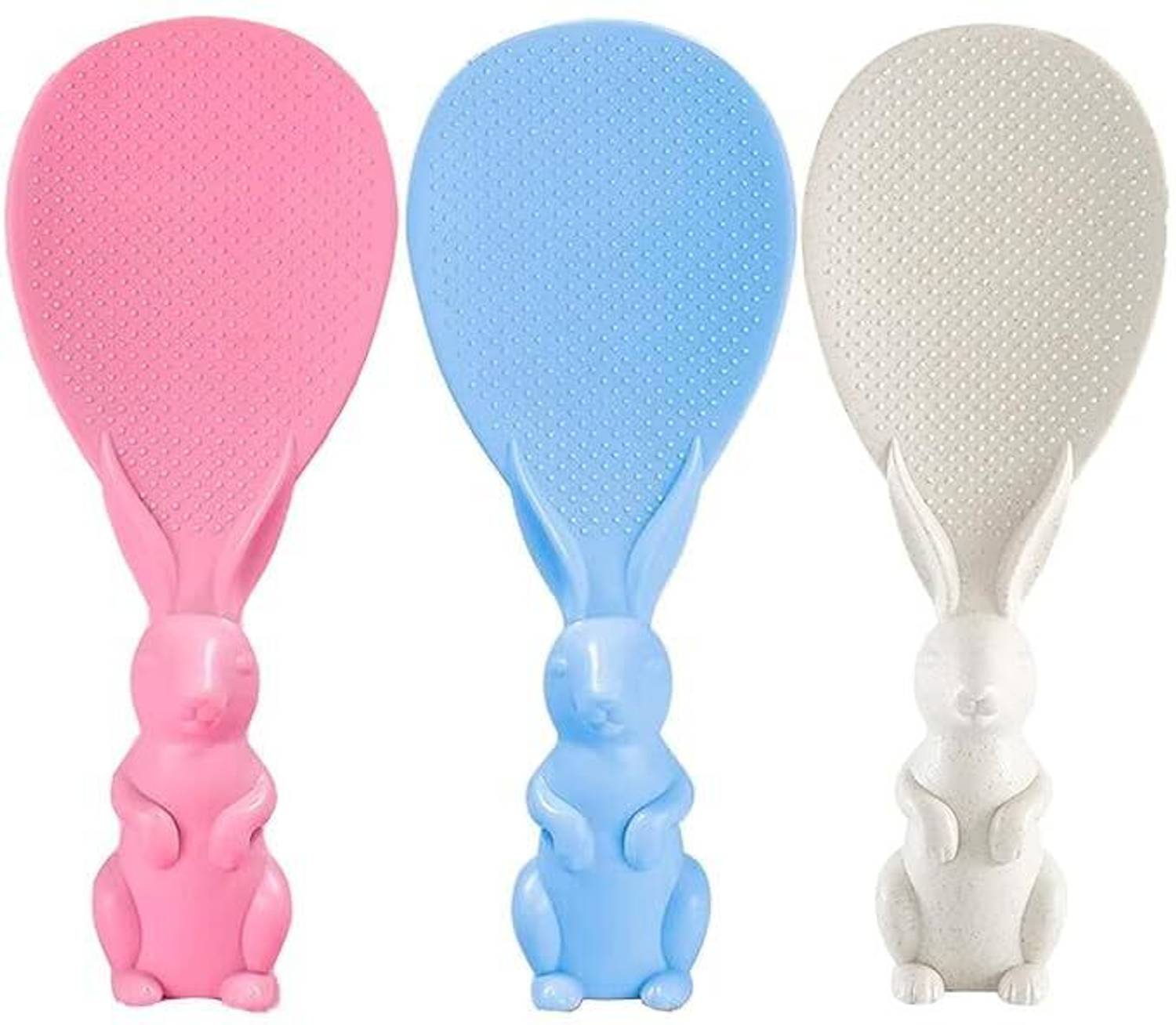 AARADHYAM Rabbit Handle Non-Stick Rice Paddle Spoon Heat Resistant Serving Scoop Plastic Serving Spoon Set