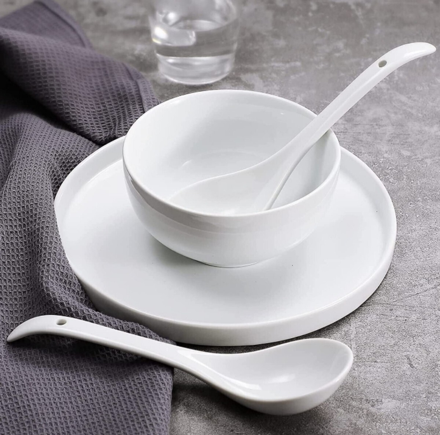 Image of Sarsawal Large Ladle Set Microwave Oven Dishwasher Safe - 9'' inch Disposable Ceramic Serving Spoon Set