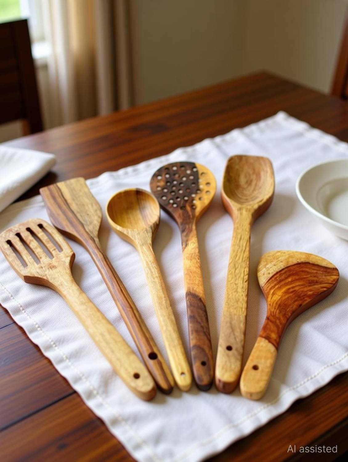 Aafiya handicrafts SIX SPOONS Wooden Serving Spoon Set