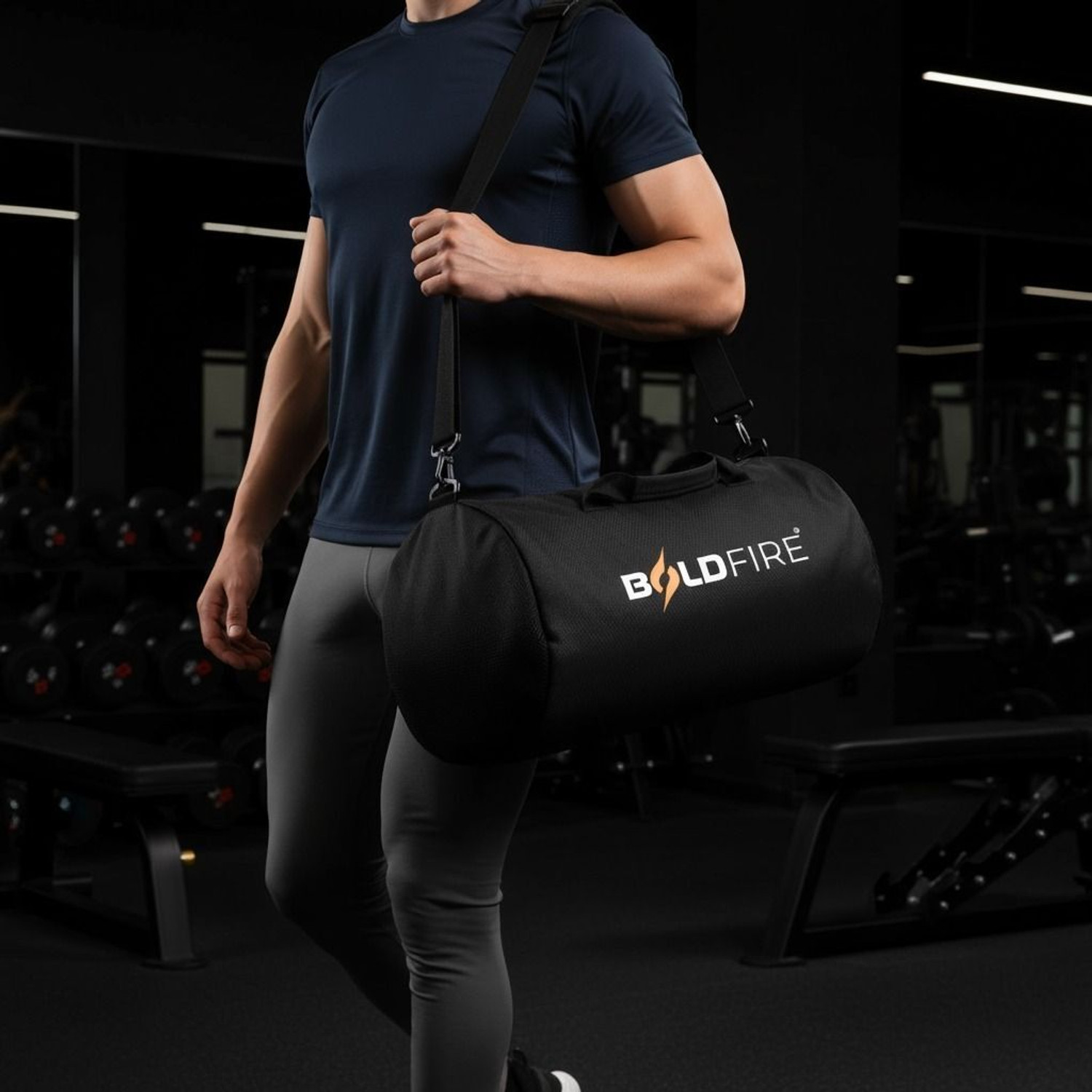 Image of BoldFire Gym Sports Bag with Wrist Wraps | Lightweight Waterproof Sports Bag for Gym