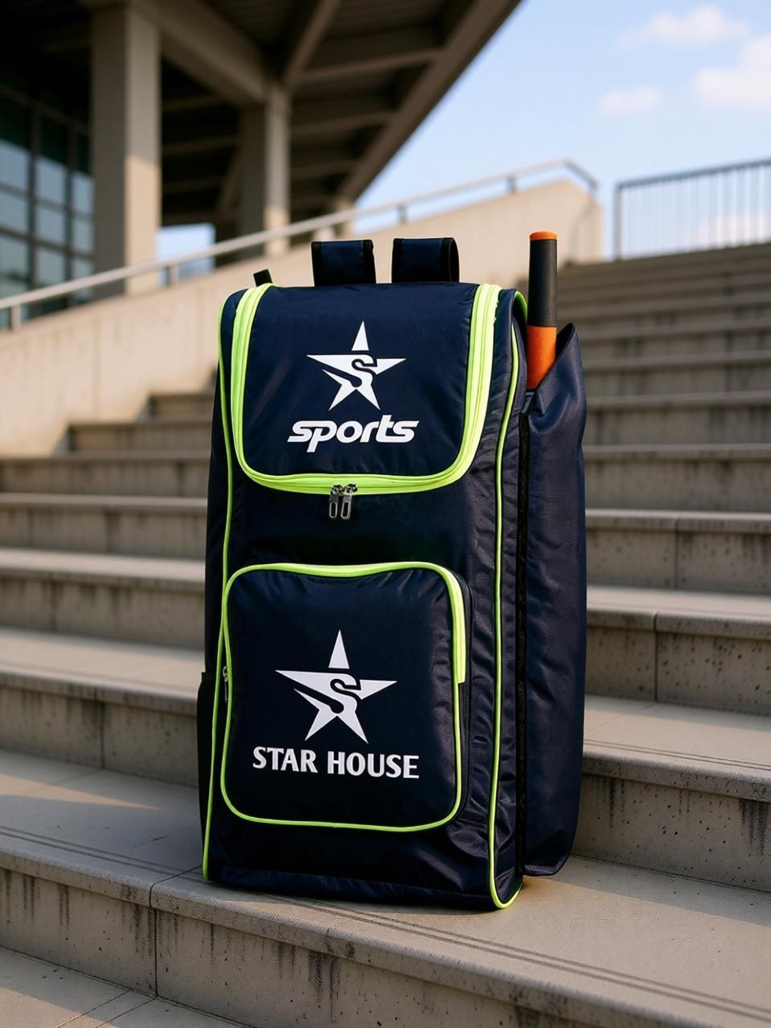 Image of Star House Cricket Kit Bag With Soft And Smooth Material (BLACK+GREEN)