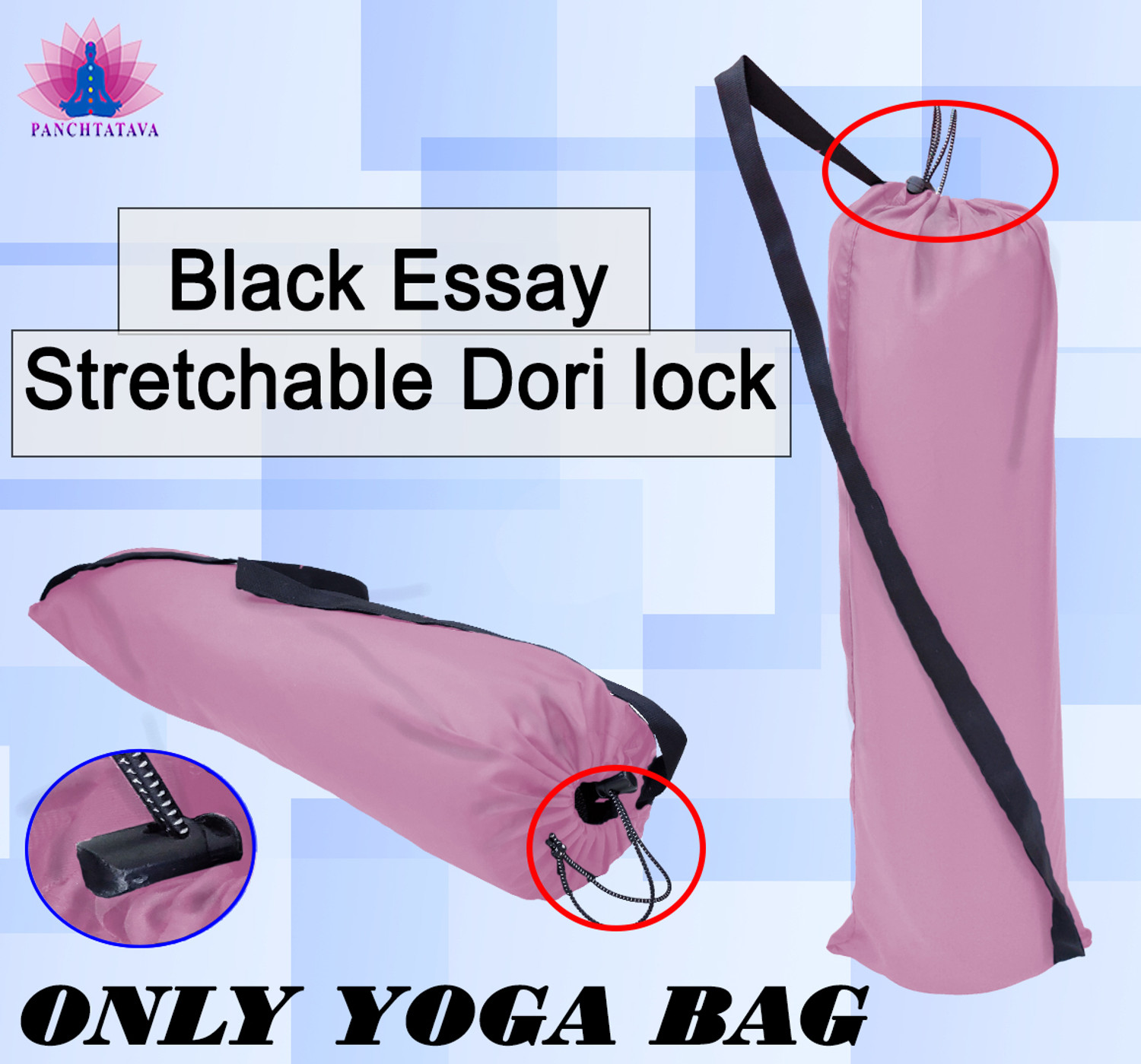 Image of PANCHTATAVA LuxuryB.pink Stble Dori.lock Exercise yoga Mat Cover Bag ONLY with Broad Strap