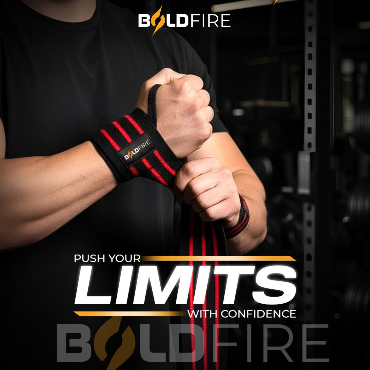 Image of BoldFire Gym Sports Bag with Wrist Wraps | Lightweight Waterproof Sports Bag for Gym