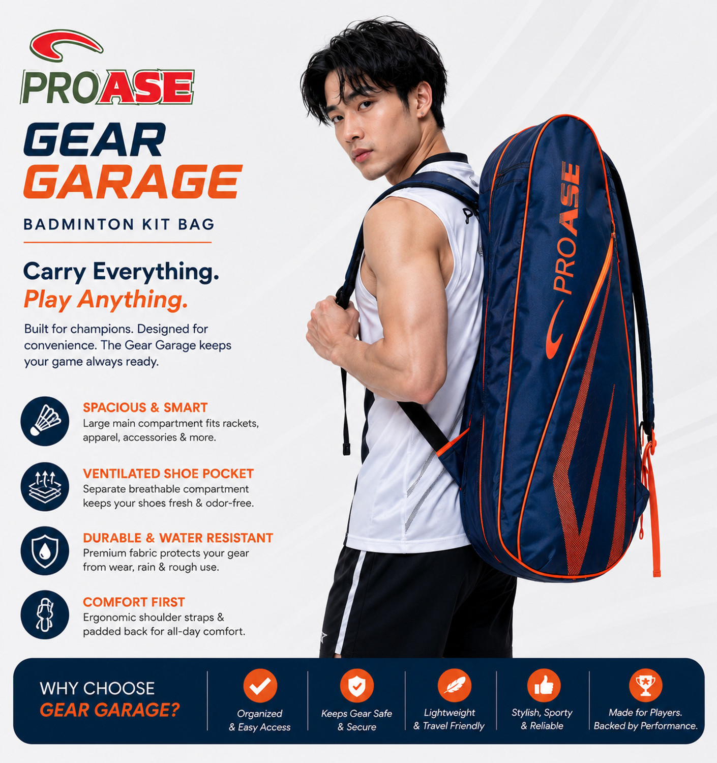 Image of Proase Gear Garage Badminton Navy Blue