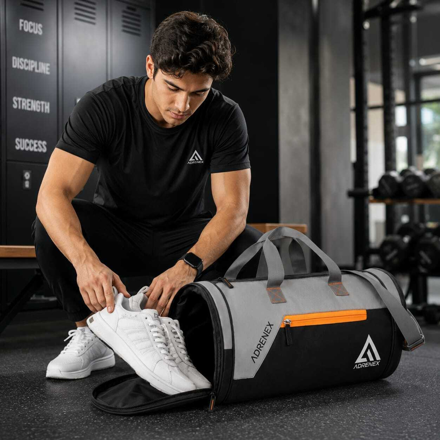 Image of Adrenex 22L Sports Gym Bag with Shoe Compartment, Water Resistant Duffle Bag