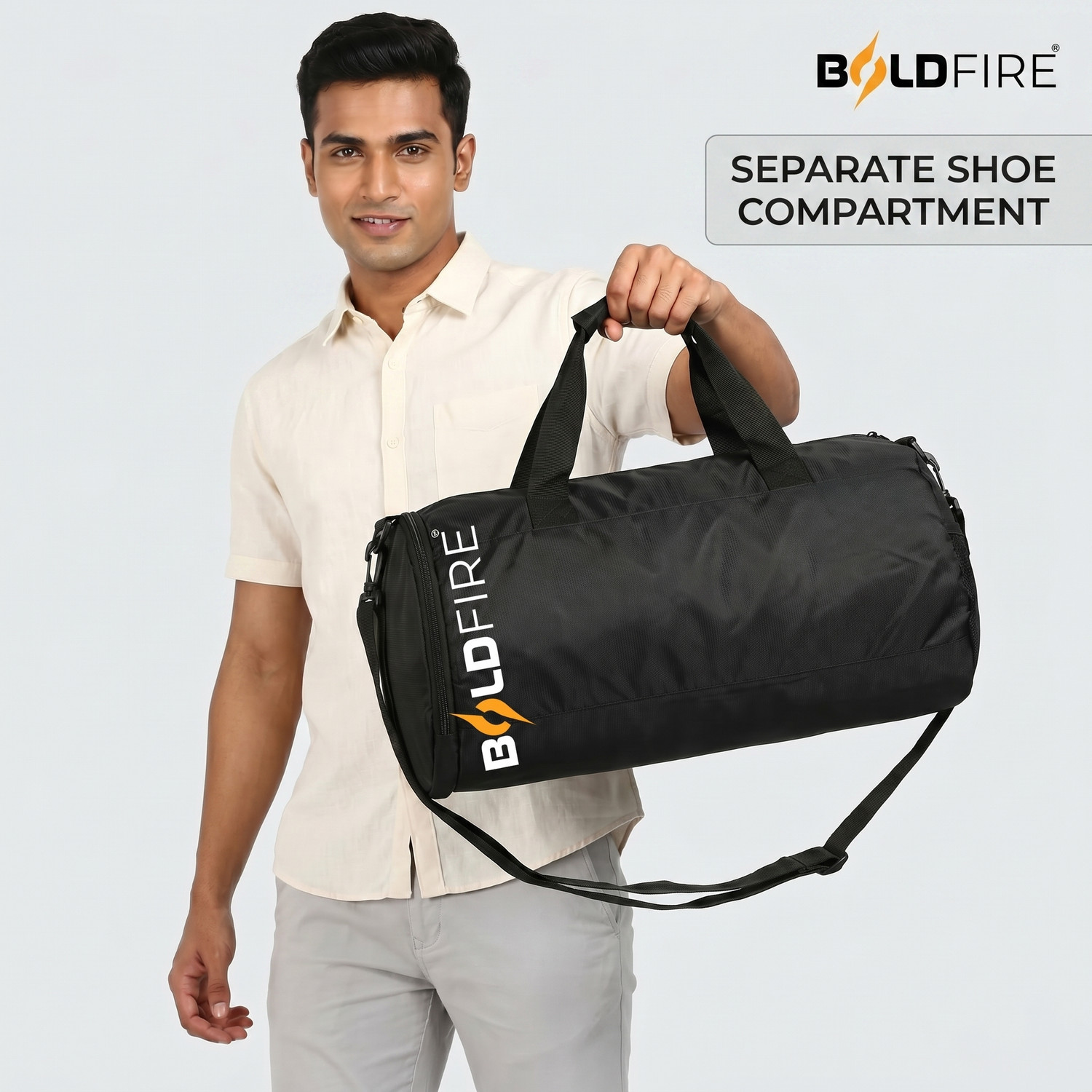 Image of BoldFire Sports Gym Bag with Shoe Compartment + Knee Support (Free Size),Shaker Bottle