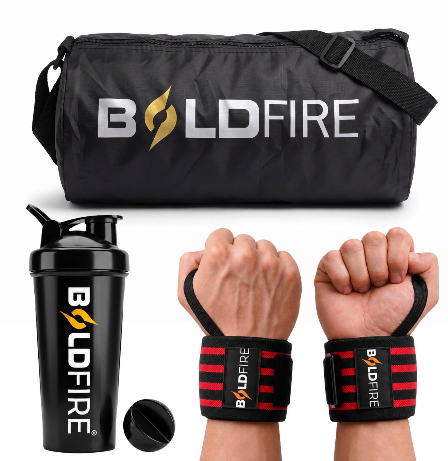 BoldFire Fitness ComboWrist Band With Gym Bag & 700ML Gym Shaker with - Image 1