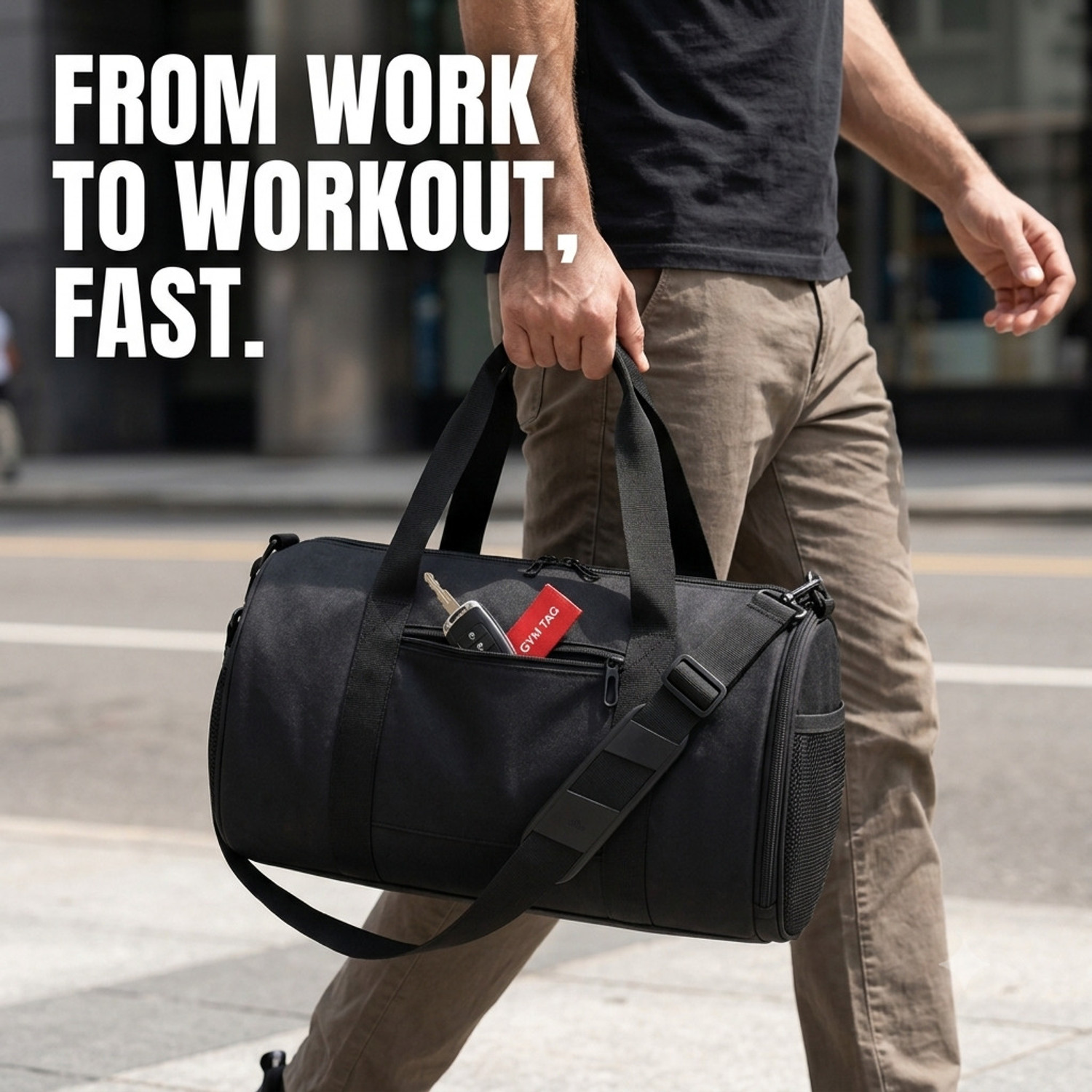 Image of NEHX Premium Fitness Gym Bag for Men & Women (Black, Sling Bag)