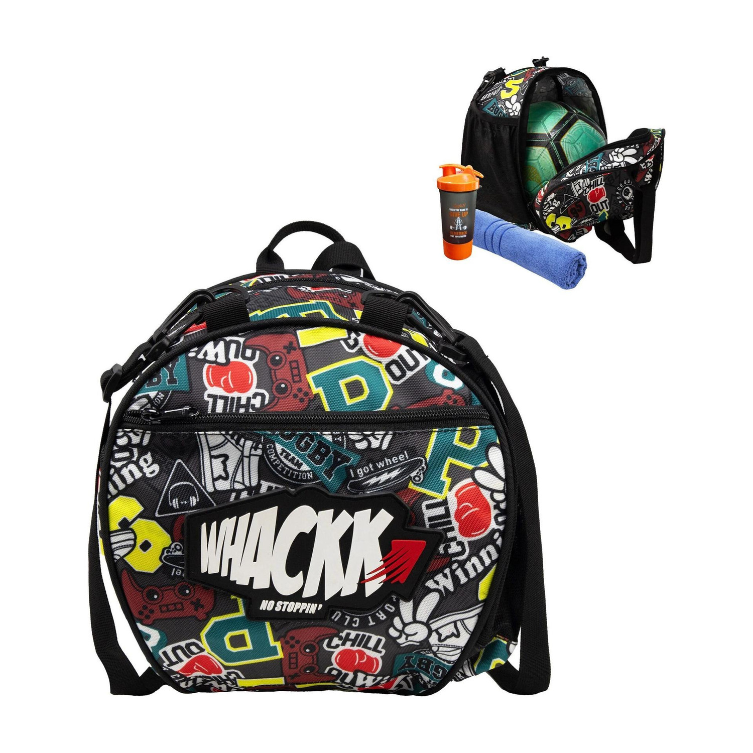Image of WHACKK Attack Rugby Soccer Football Basketball Volleyball Kitbag Backpack Bag Sidebag