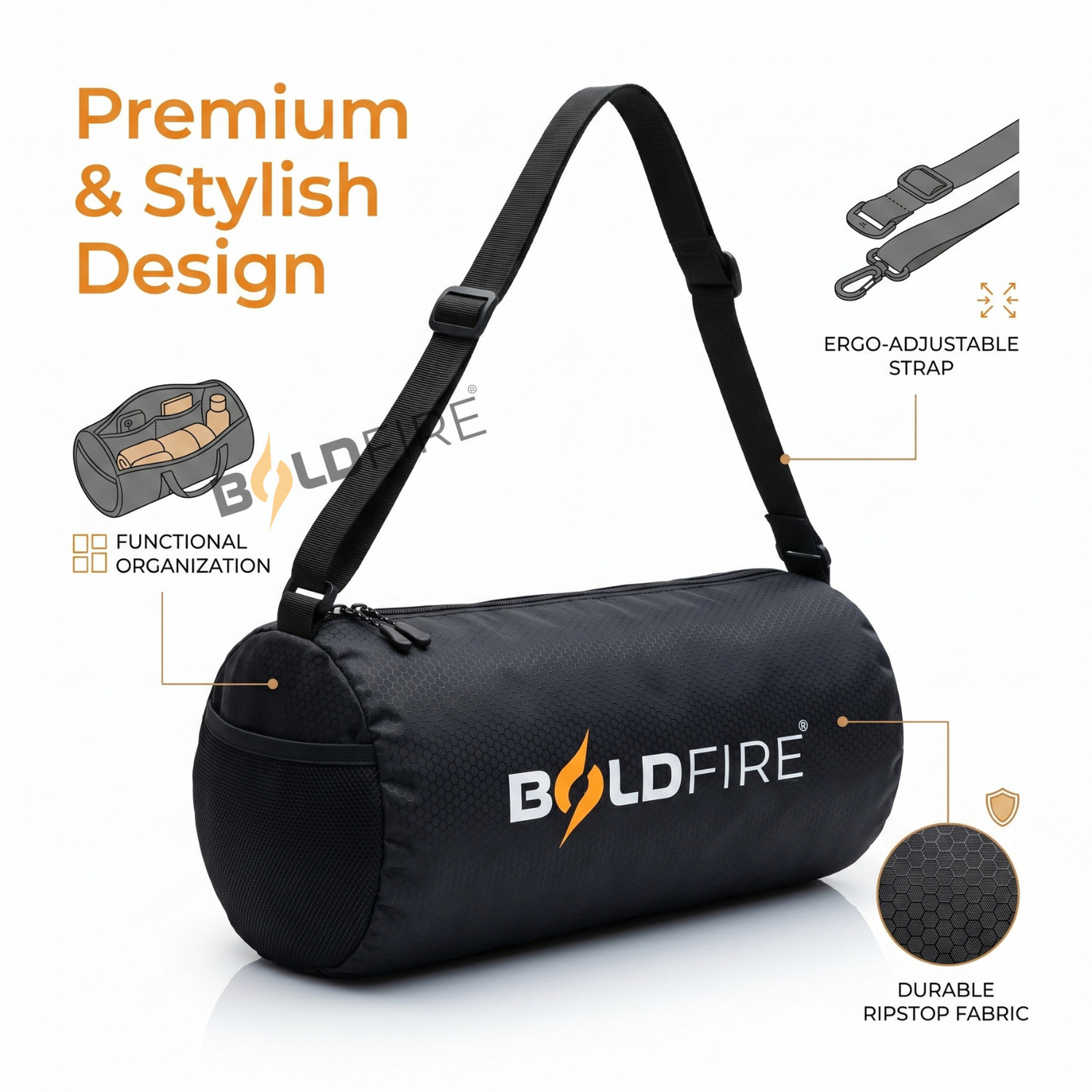 Image of iamalot Sports Bag with 700ml Shaker Bottle Combo for Men & Women