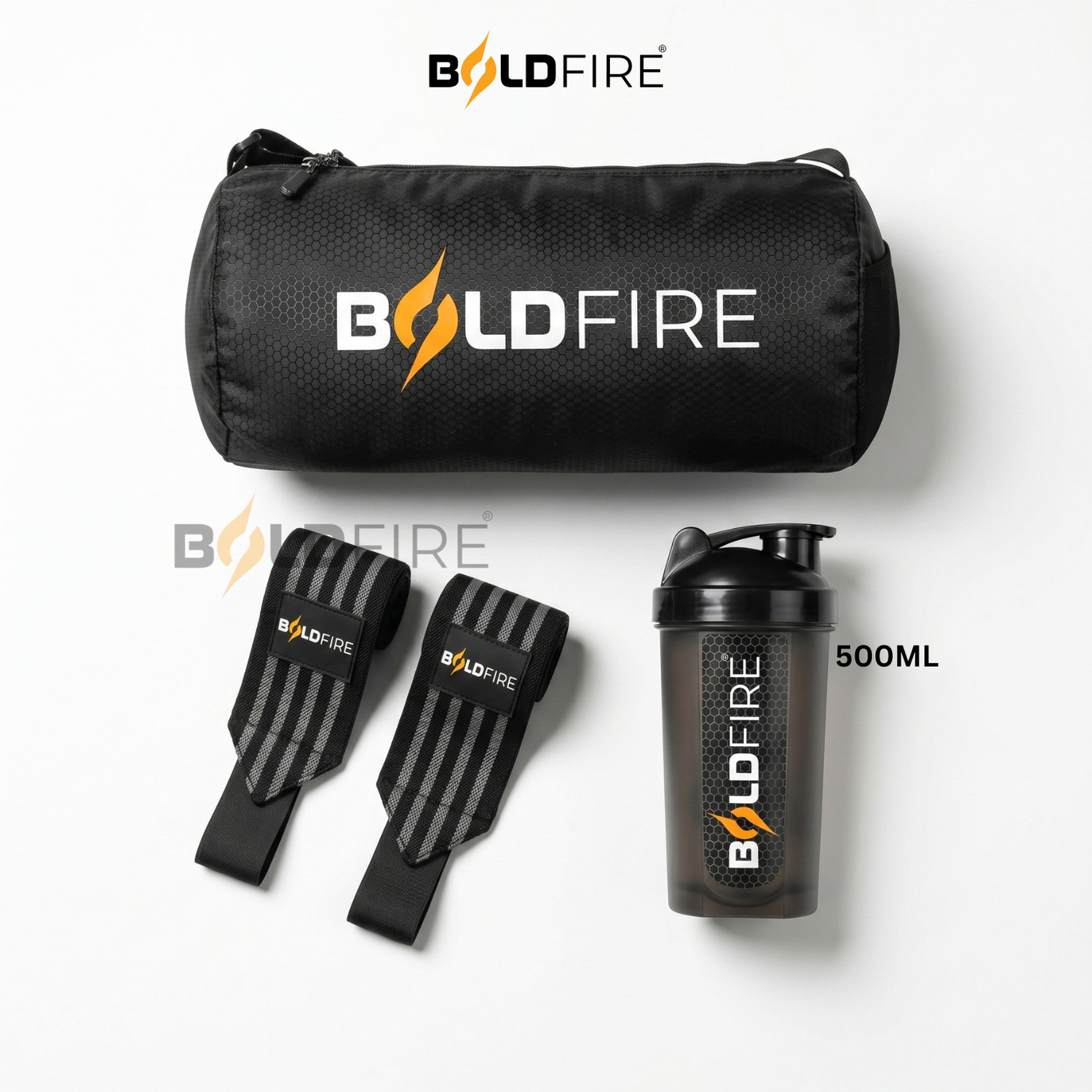 Image of BoldFire Waterproof Gym Sports Bag with Adjustable Shoulder Strap,Gym Shaker & Wrist Band