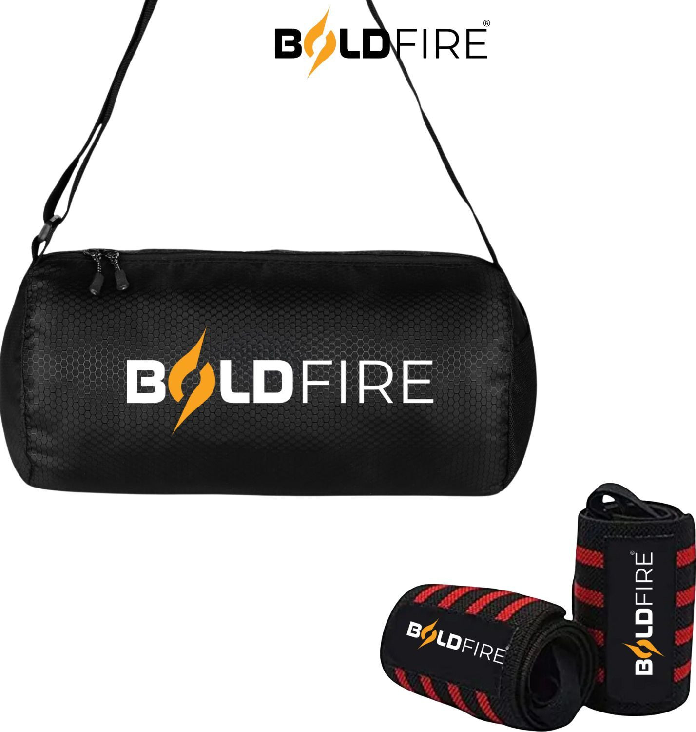 Image of BoldFire Gym Sports Bag with Wrist Wraps | Lightweight Waterproof Sports Bag for Gym