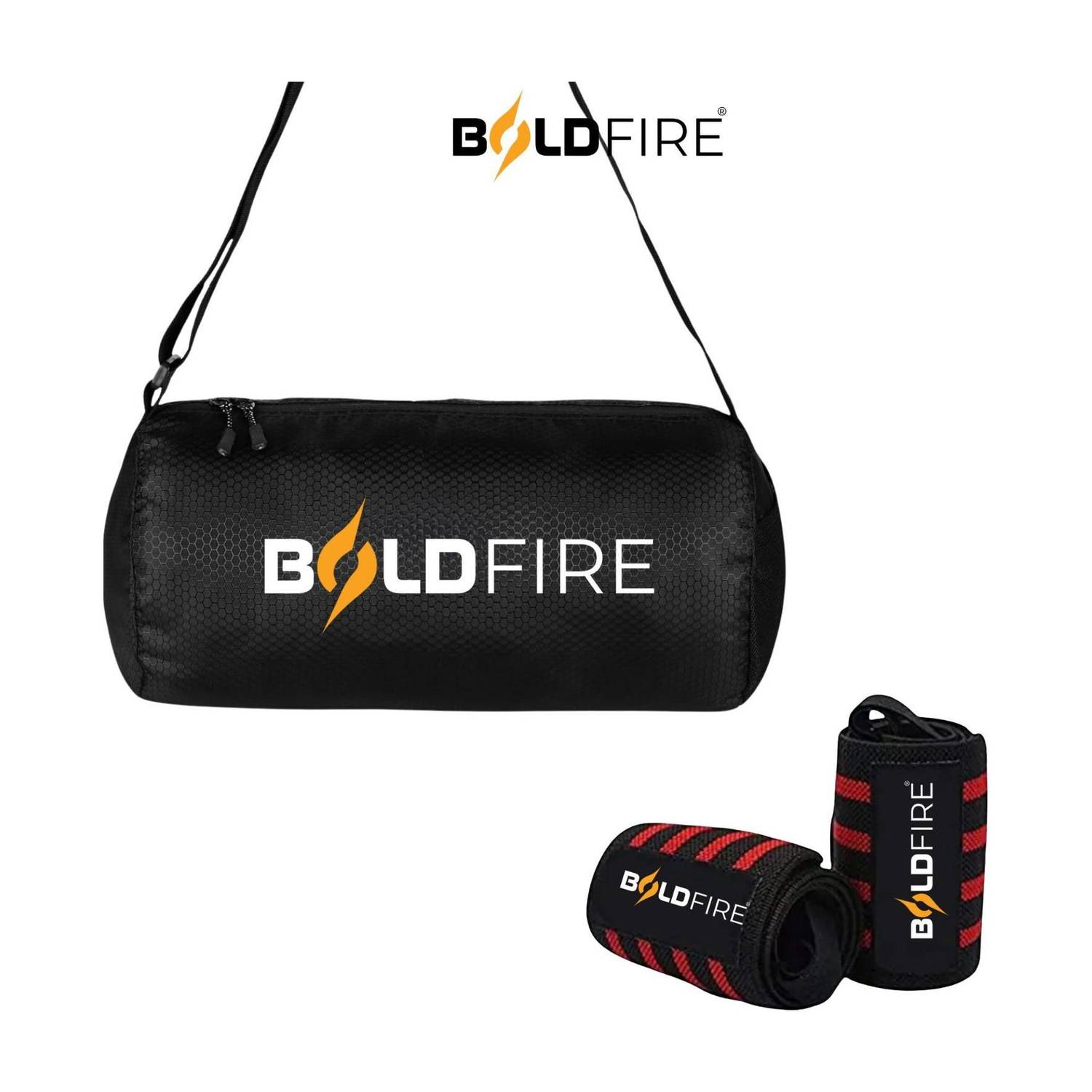 BoldFire Gym Sports Bag with Wrist Wraps | Lightweight Waterproof Sports Bag for Gym