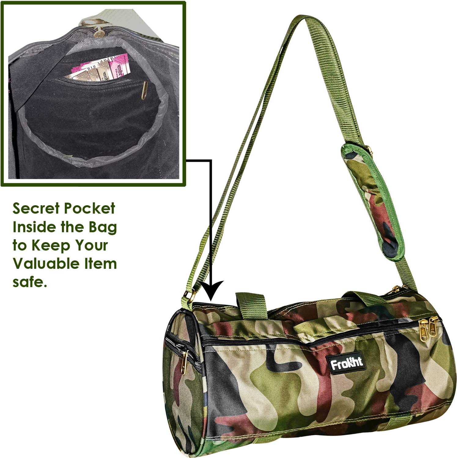 frokht ™ Military Color Shoulder Duffle Bag For Traveling Coaching