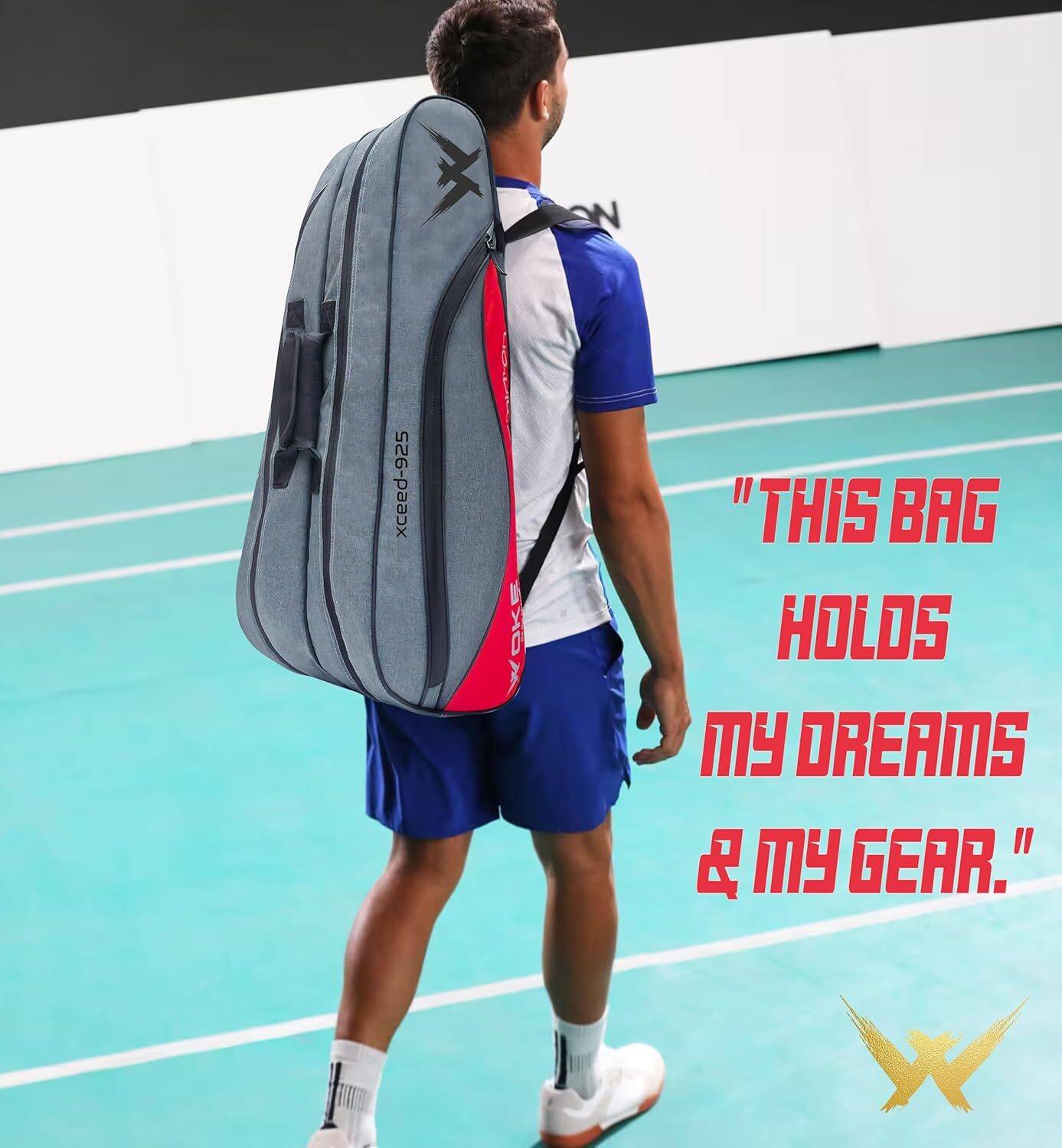 woke Exceed Badminton Kit Bag, Double Zipper, Spacious Badminton