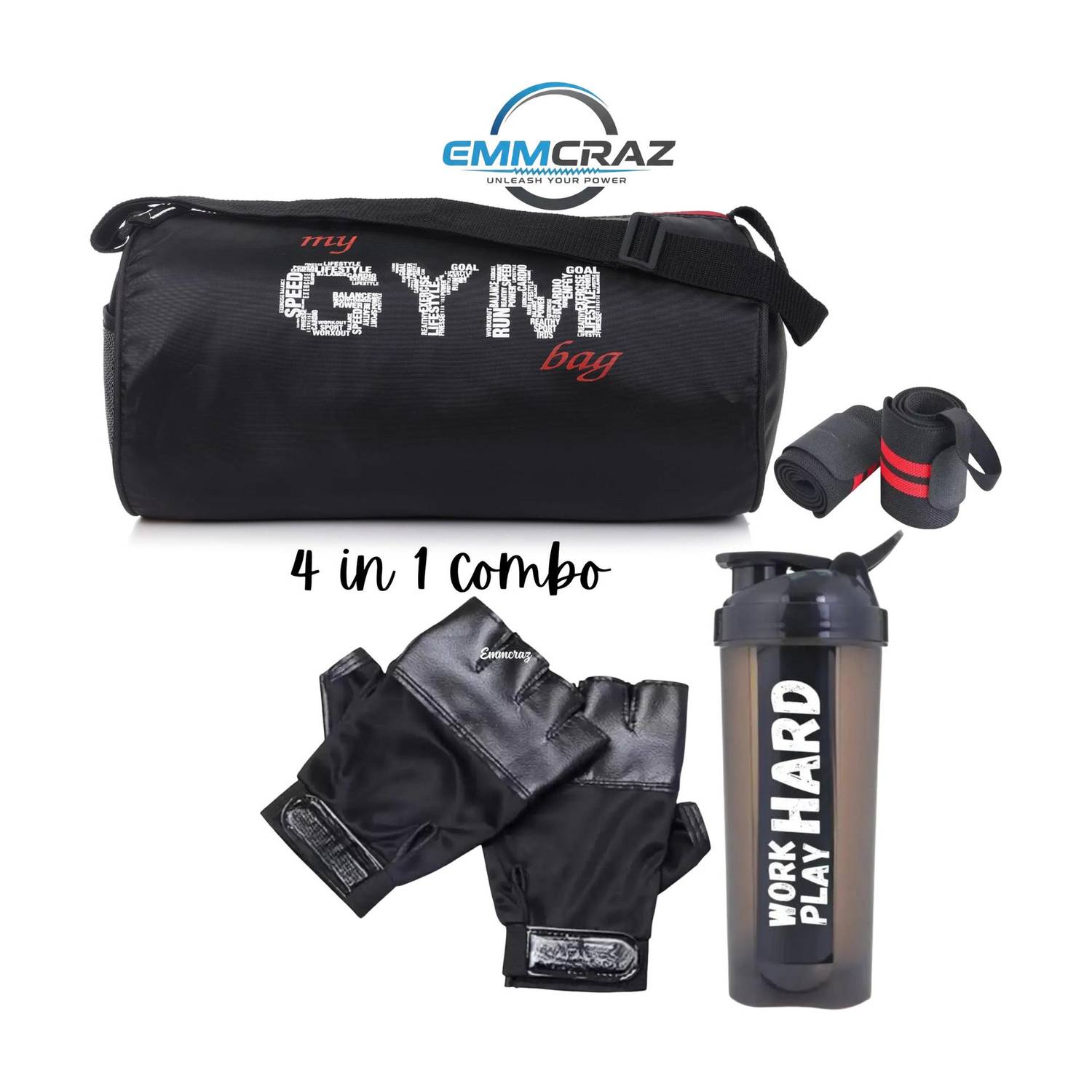 EMMCRAZ my red gym bag with accessories - Image 1